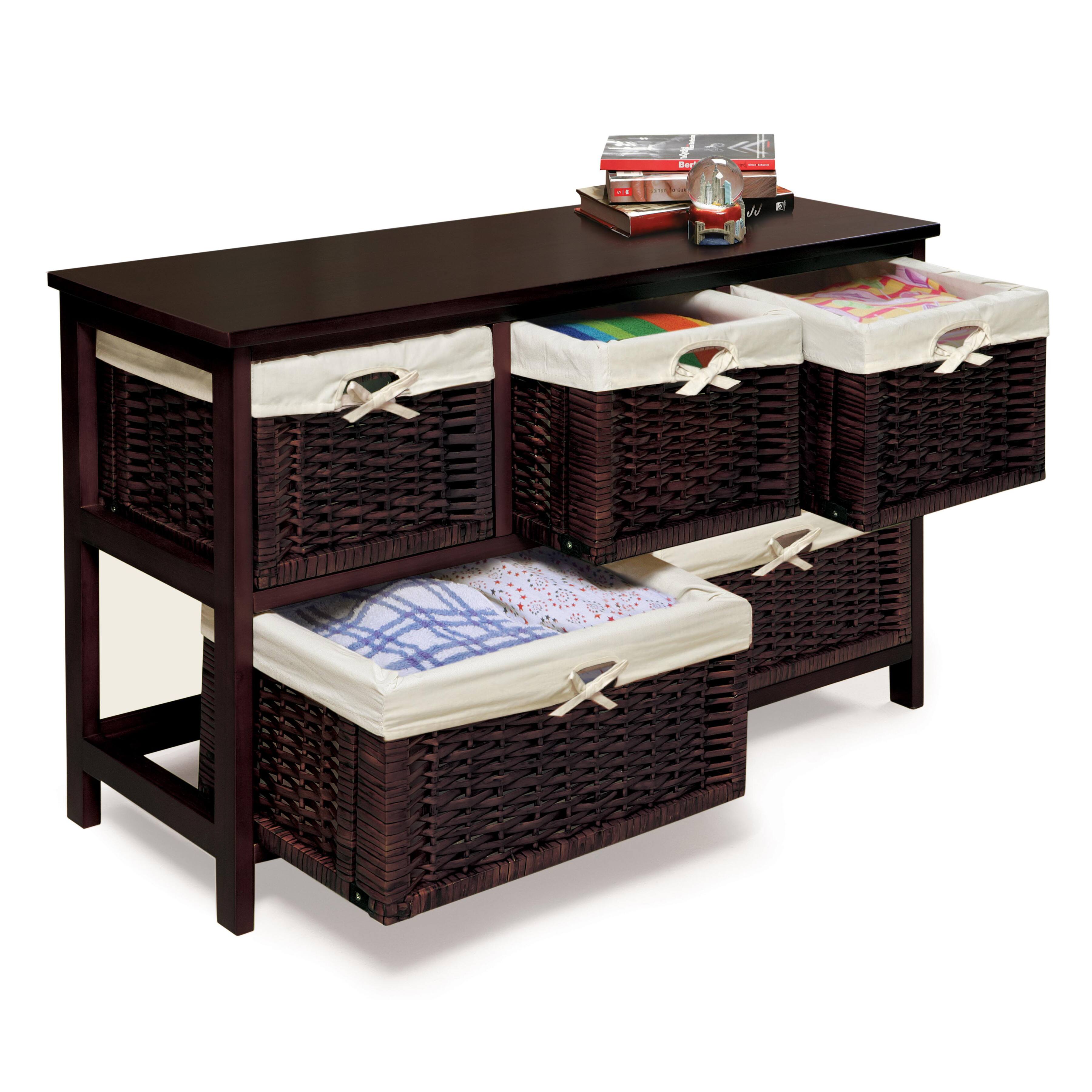 Badger Basket Espresso Five Wicker Basket Storage Unit