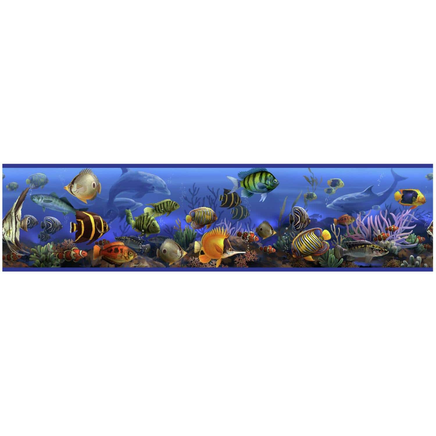 Room Mates Fish Aquarium Peel and Stick Borders 5 in x 15 ft 