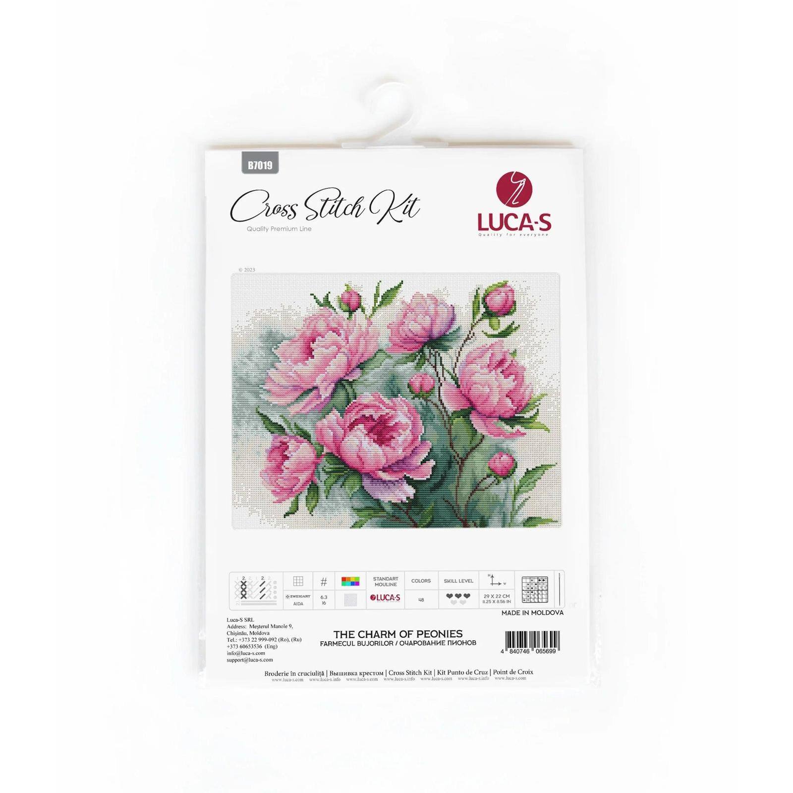 Luca-S The Charm of Peonies Counted Cross Stitch Kit