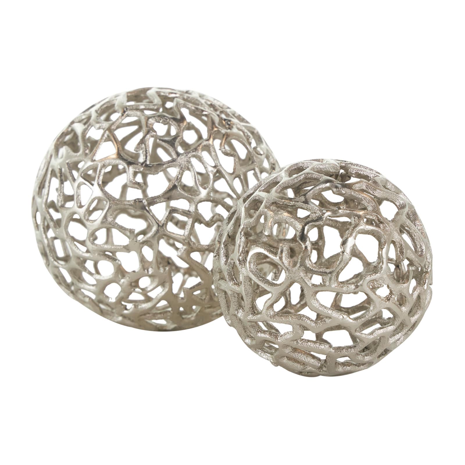 Silver Open Lattice Work Aluminum Decorative Ball Orbs &#x26; Vase Filler Set