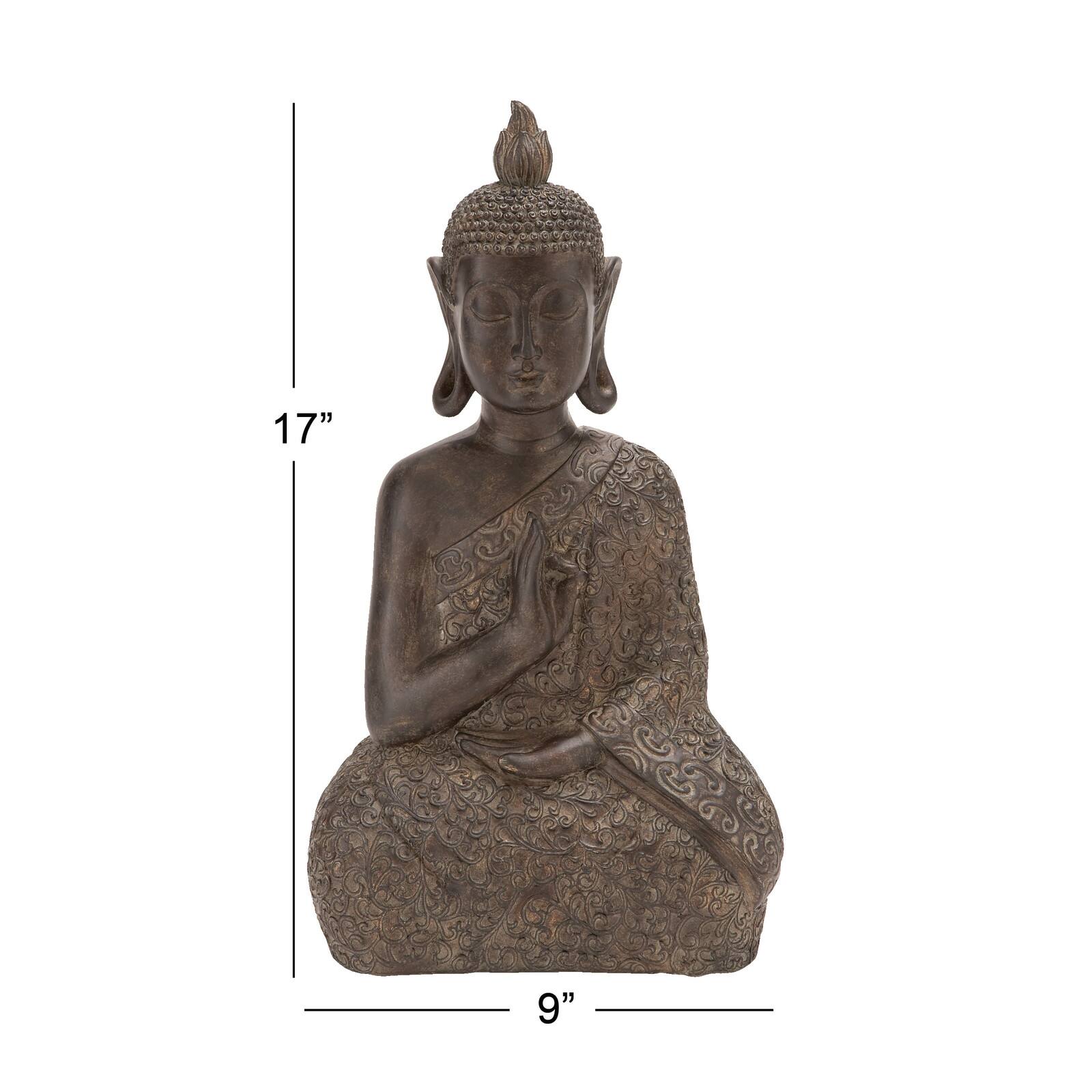 17" Brown Bohemian Polystone Buddha Sculpture