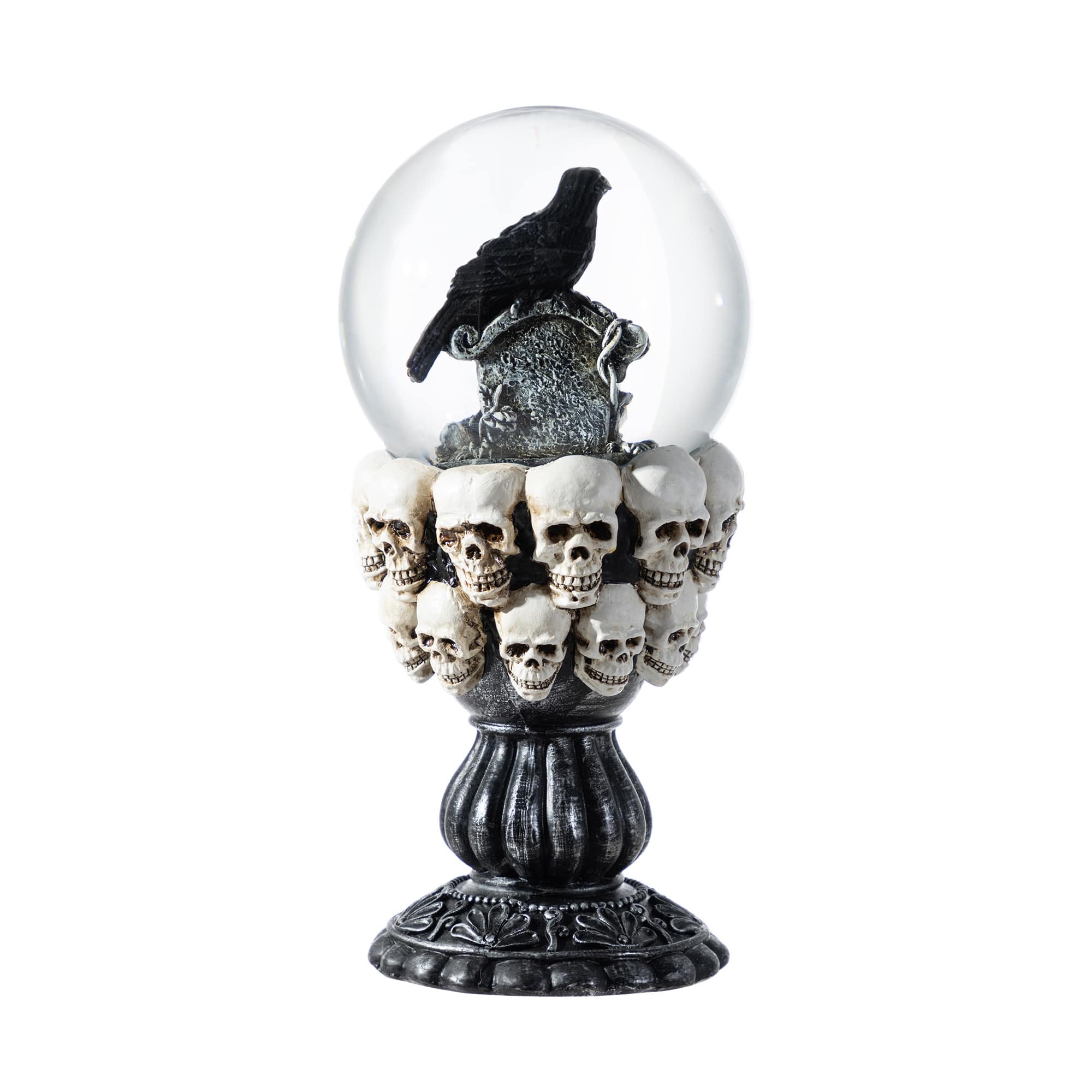 Glitzhome&#xAE; 100mm 7.25&#x22;H Halloween Resin Stacked Skull Waterglobe