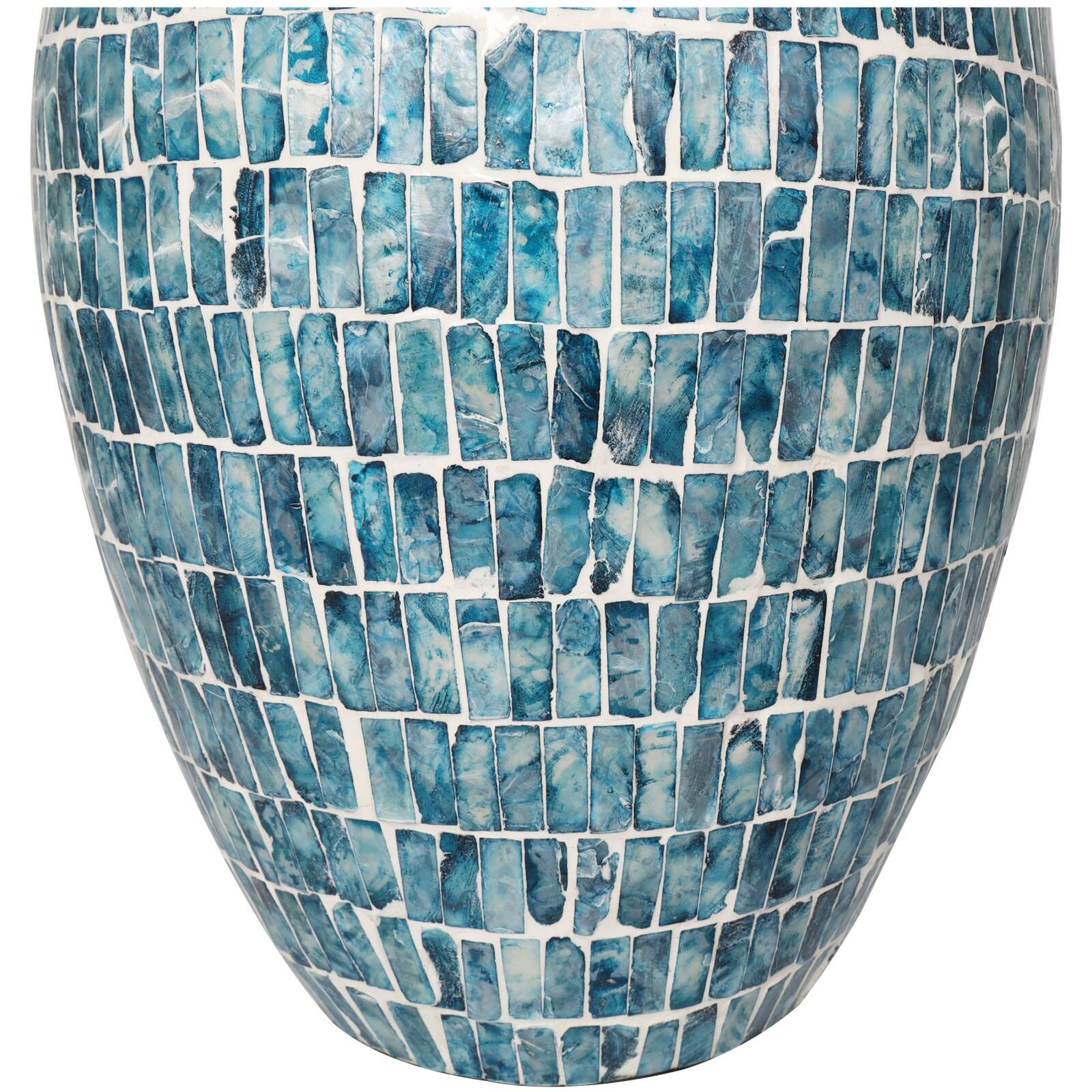 22" Blue Mother of Pearl Handmade Mosaic Inspired Vase