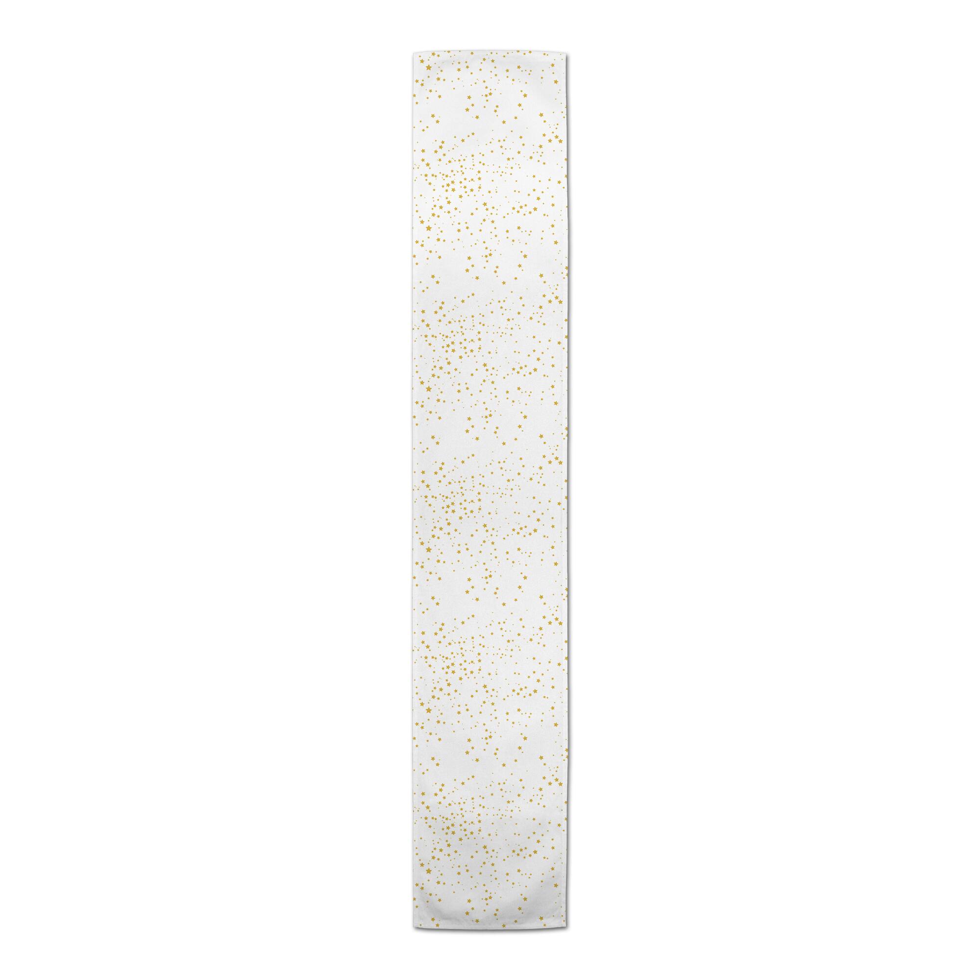 90&#x22; White &#x26; Gold Stars Table Runner