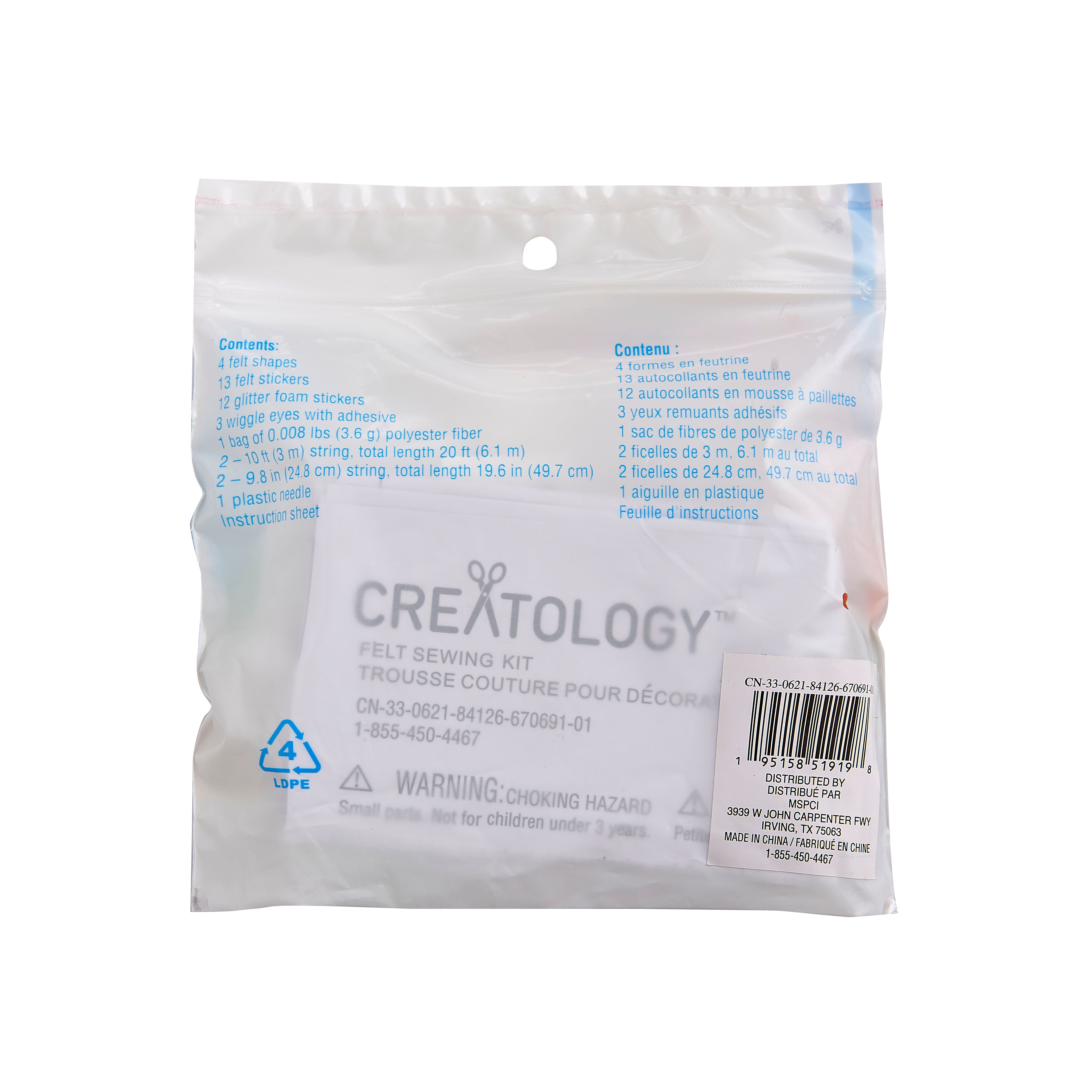 Trousse de couture en feutre dinosaure de Creatology Halloween