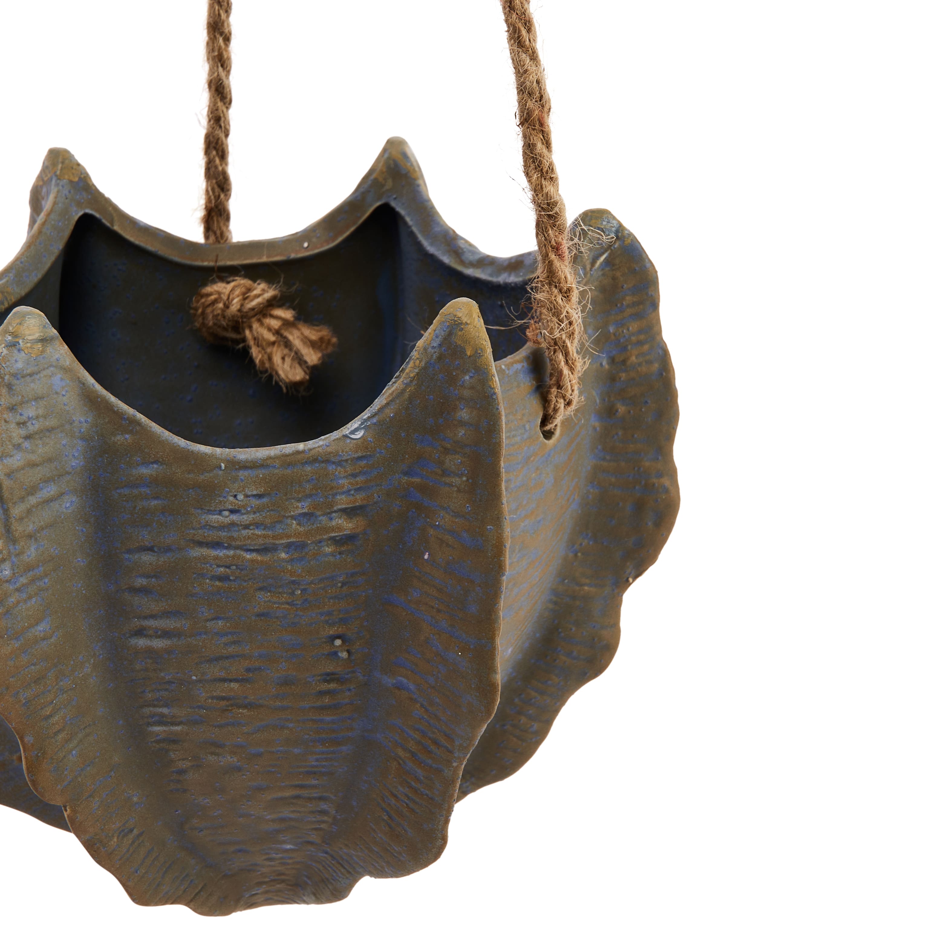 Hello Honey&#xAE; 6&#x22; Multicolor Hanging Stoneware Cactus Shaped Planter with Rope