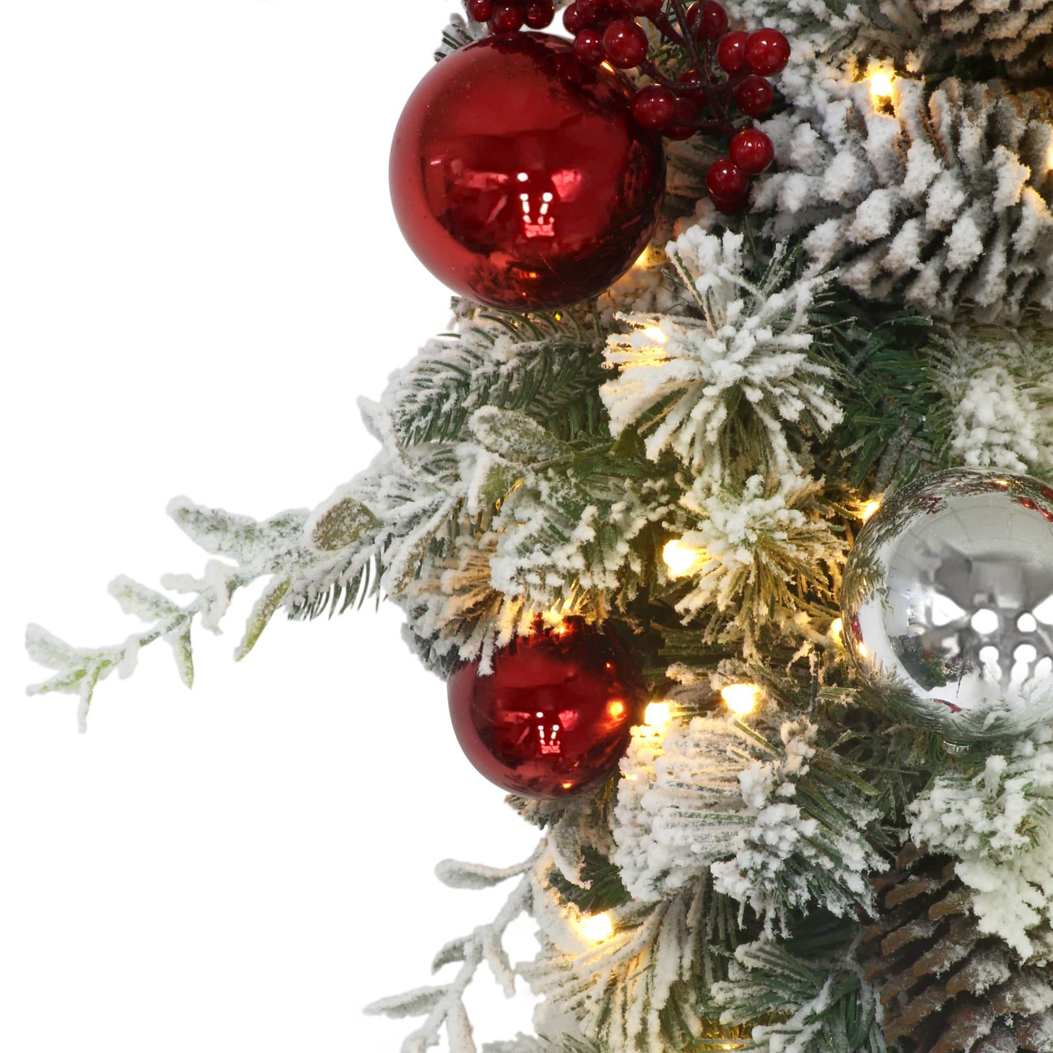 6ft. Battery-Operated Pre-Lit Flocked Decorated Artificial Garland