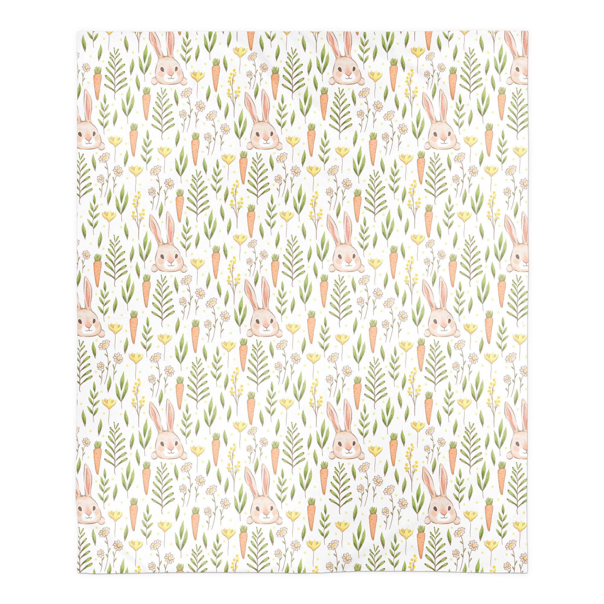 Bunny And Carrot Pattern Blanket 50" x 60" Sherpa Fleece Blanket