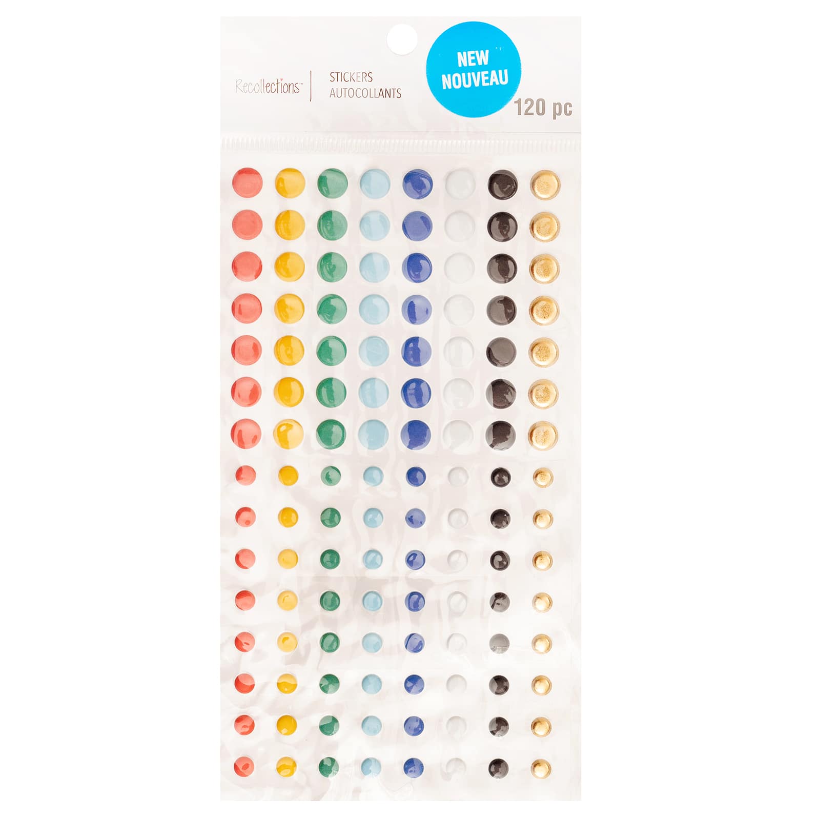 12 Packs: 120 ct. (1,440 total) Multicolor Matte Dot Stickers by Recollections&#x2122;