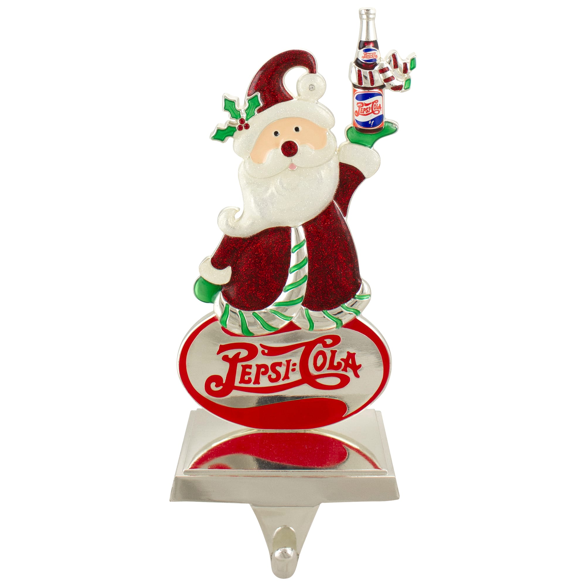 9.75&#x22; Silver Pepsi-Cola Santa Claus Christmas Stocking Holder