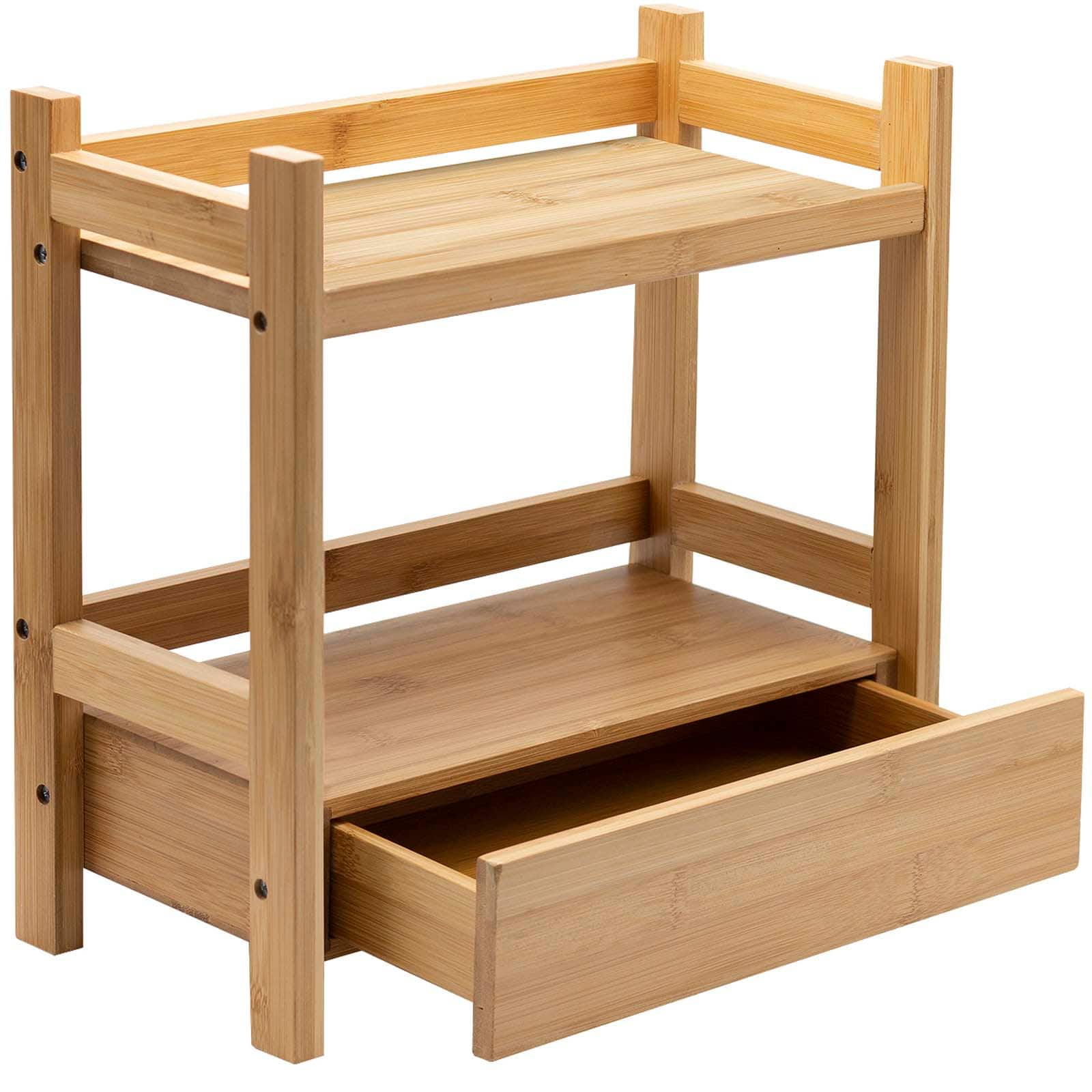 Sorbus 12.5&#x22; Bamboo Shelf with Drawer for Multi-Purpose Storage