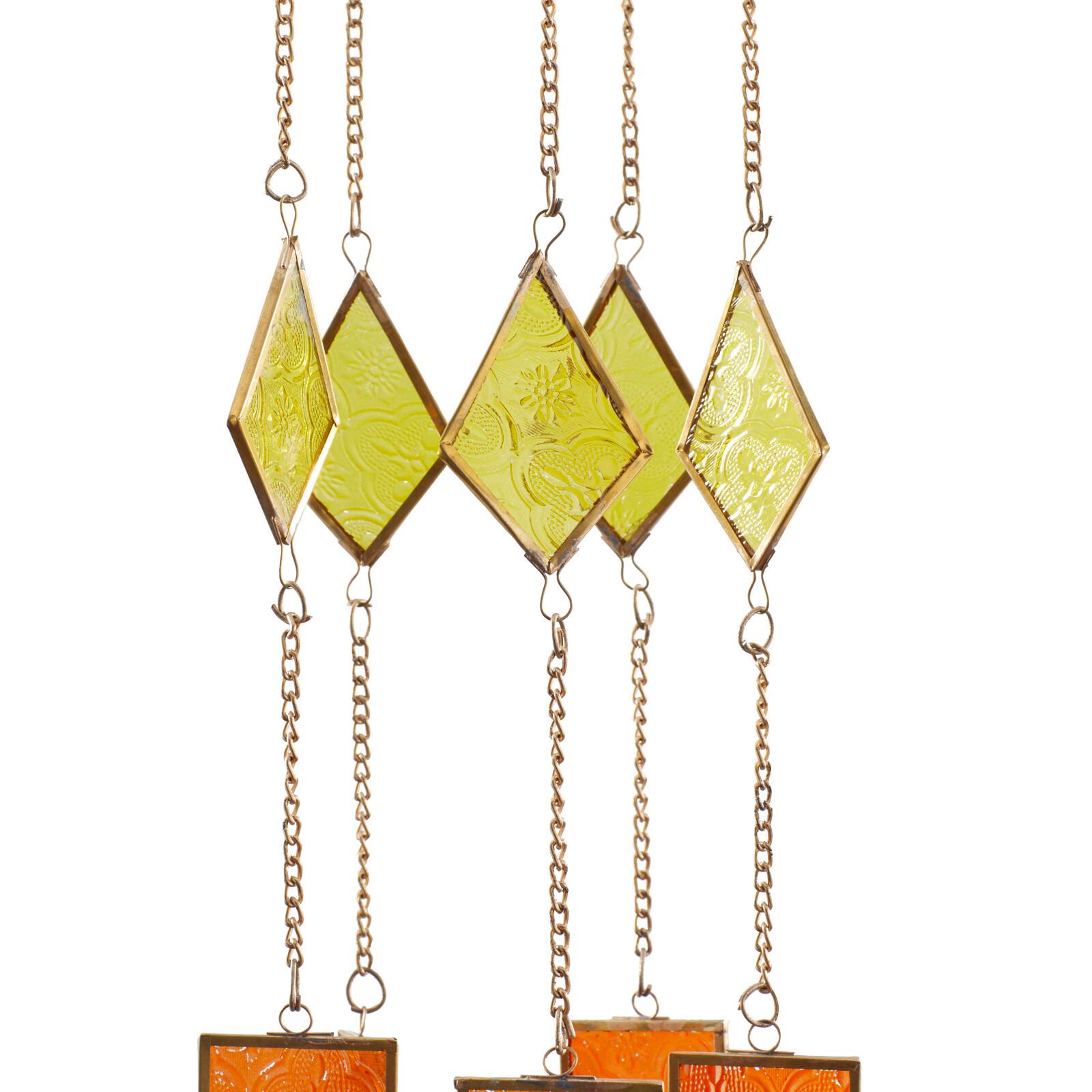 Multi Colored Contemporary Geometric Windchime, 7&#x22; x 2&#x22; x 35&#x22;