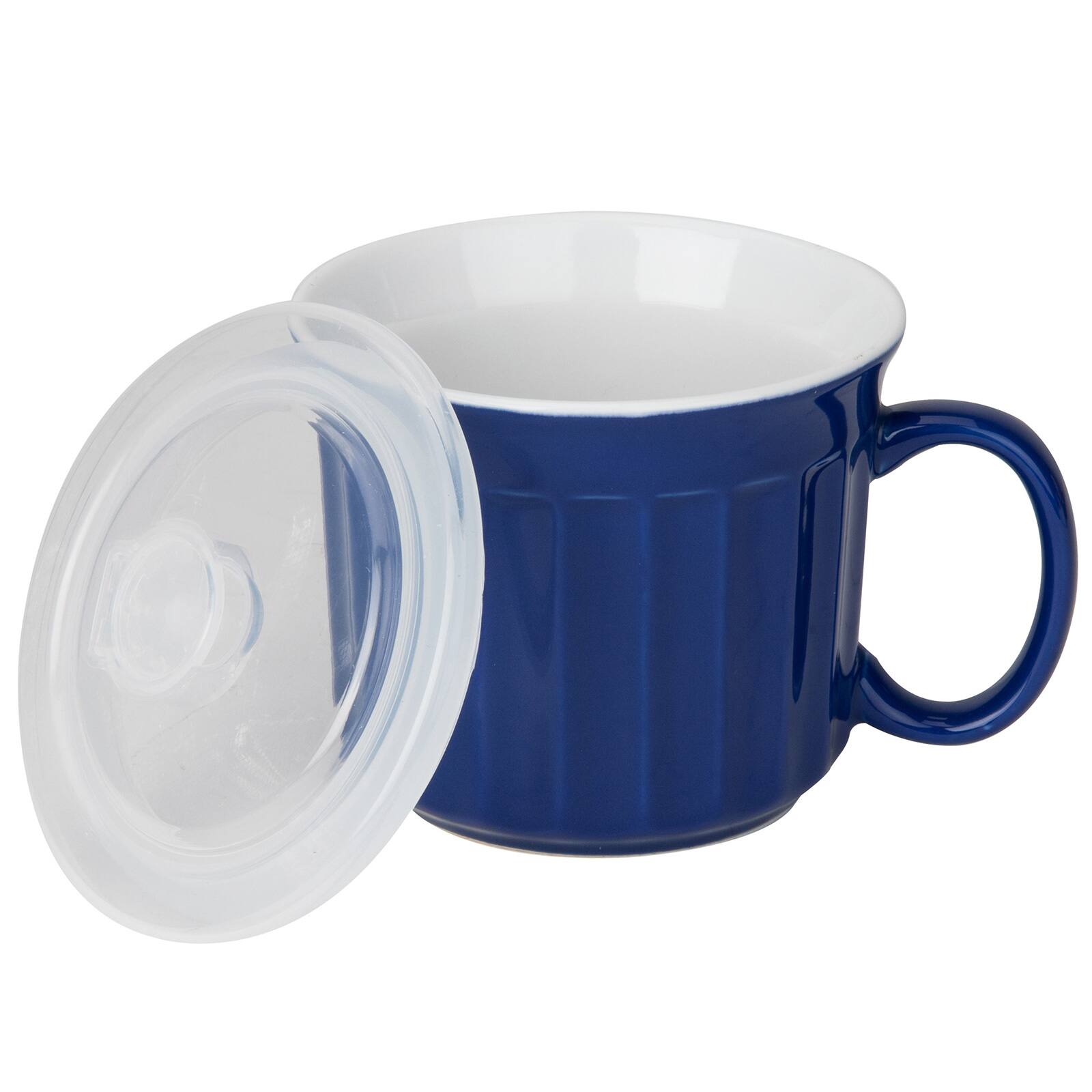 Navy Embossed Ceramic Soup Mug