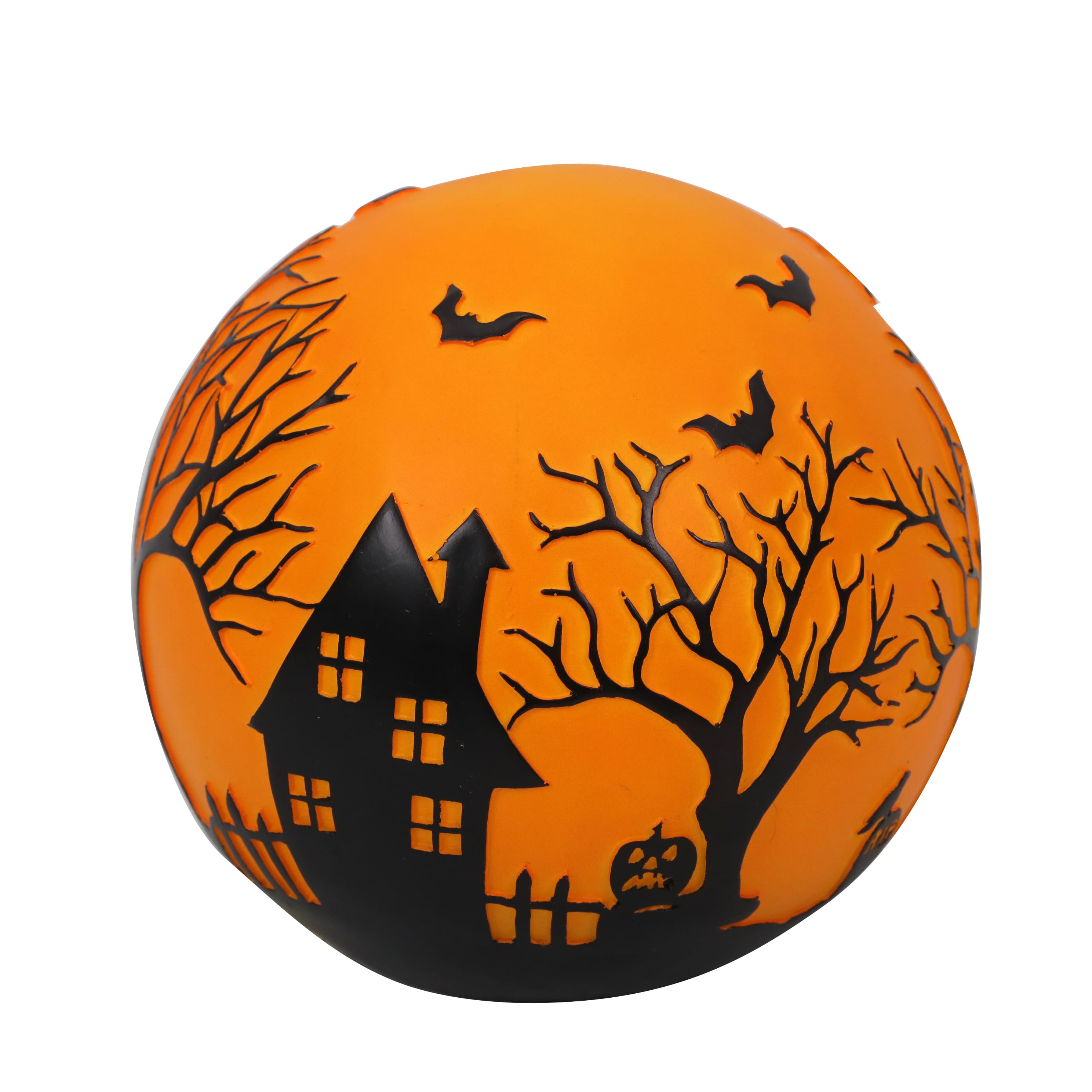 6.75&#x22; Orange &#x26; Black Haunted House Ball LED Tabletop D&#xE9;cor by Ashland&#xAE;