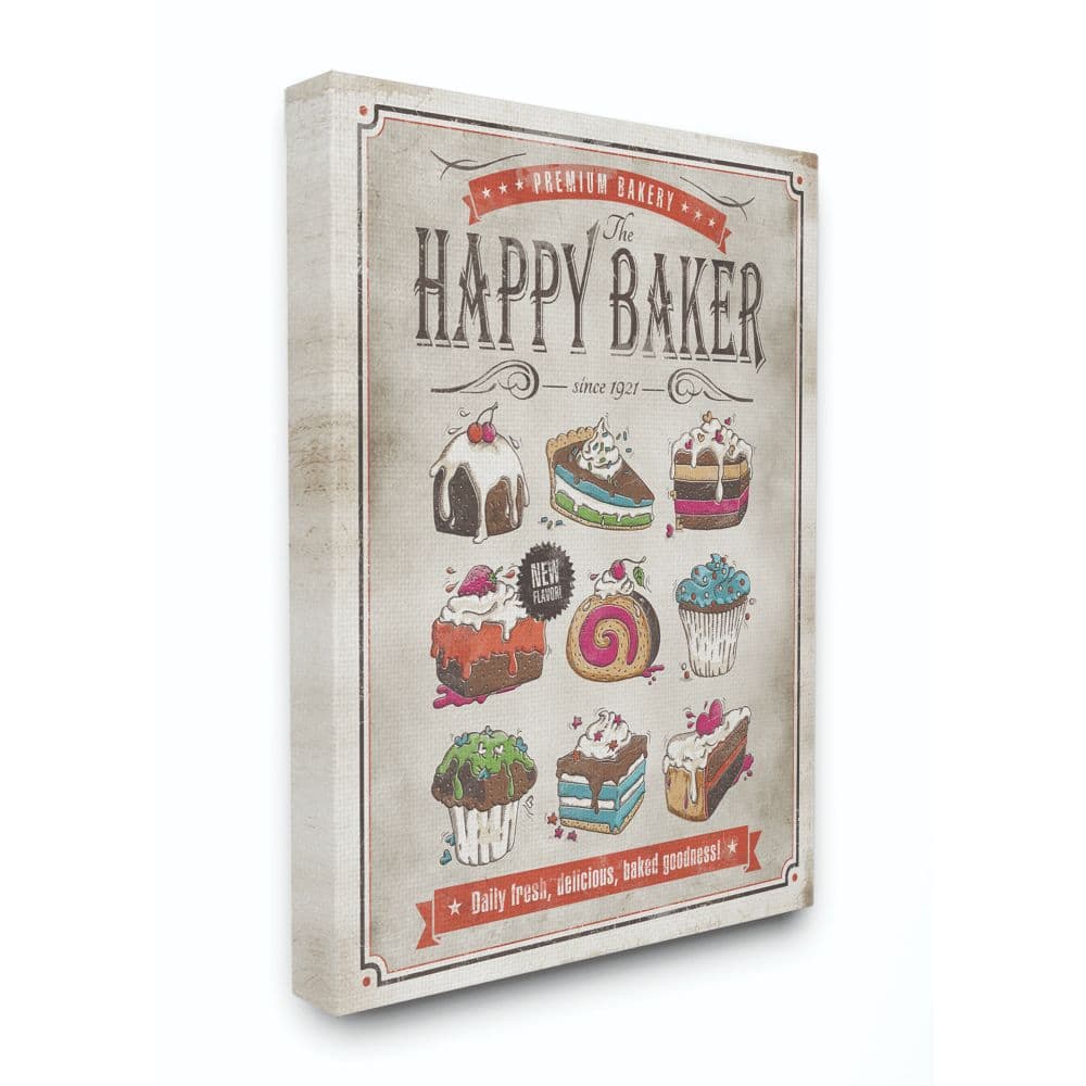 Stupell Industries Happy Baker Vintage Comic Book Wall Canvas