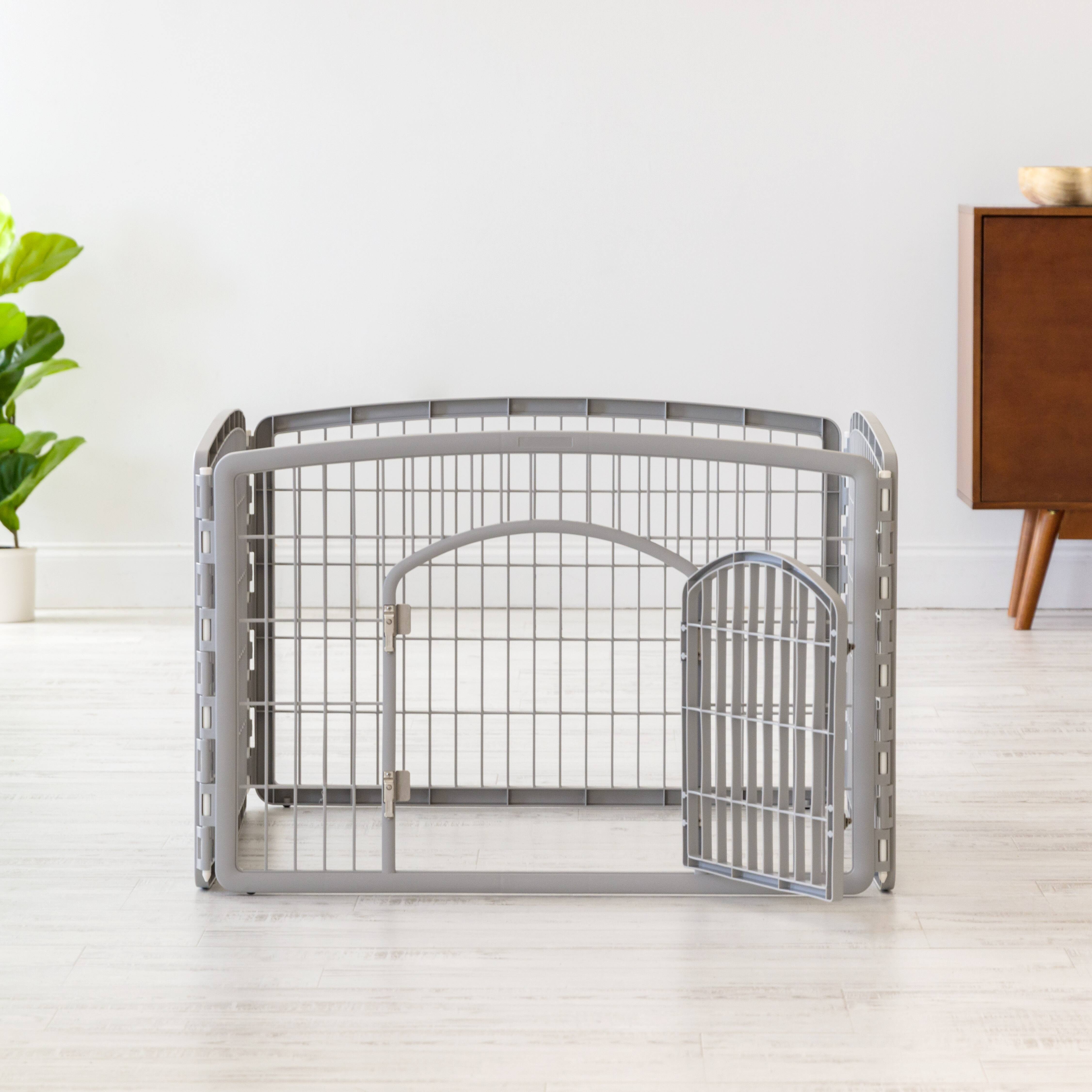 IRIS® Gray 4-Panel Pet Playpen with Door