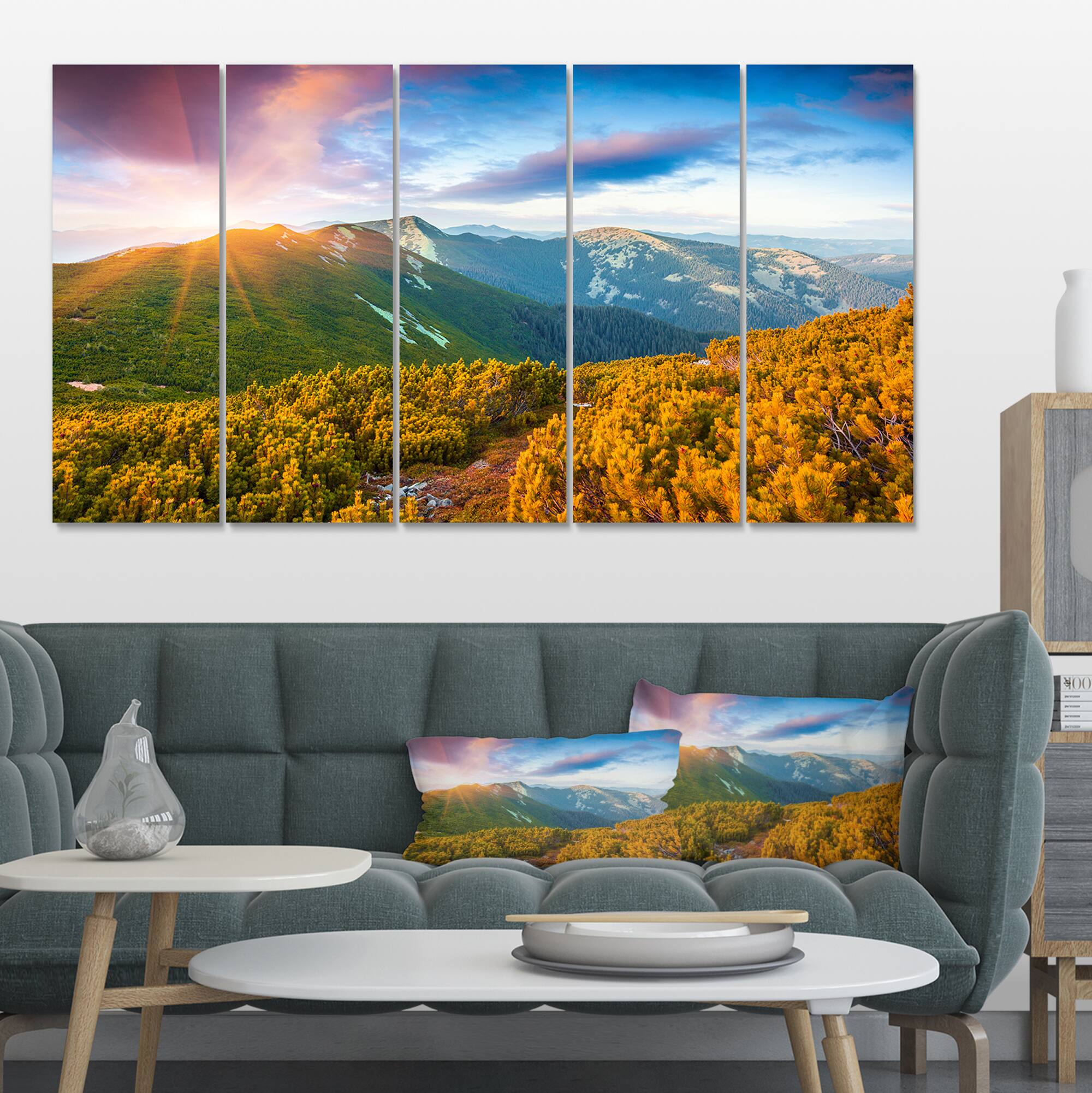 Designart - Bright Sunrise in Carpathian Mountains - Landscape Canvas Art Print