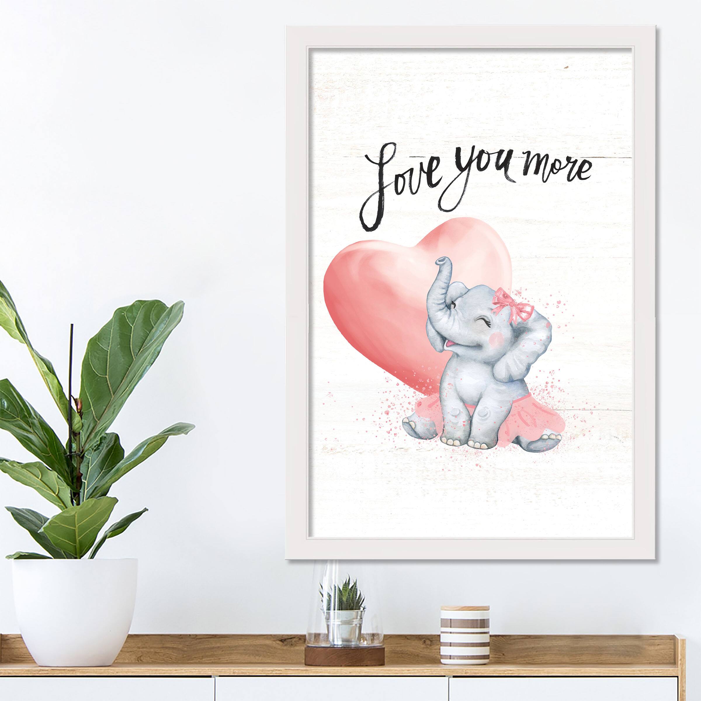 Love You More 20" x 30" White Framed Print Under Plexiglass