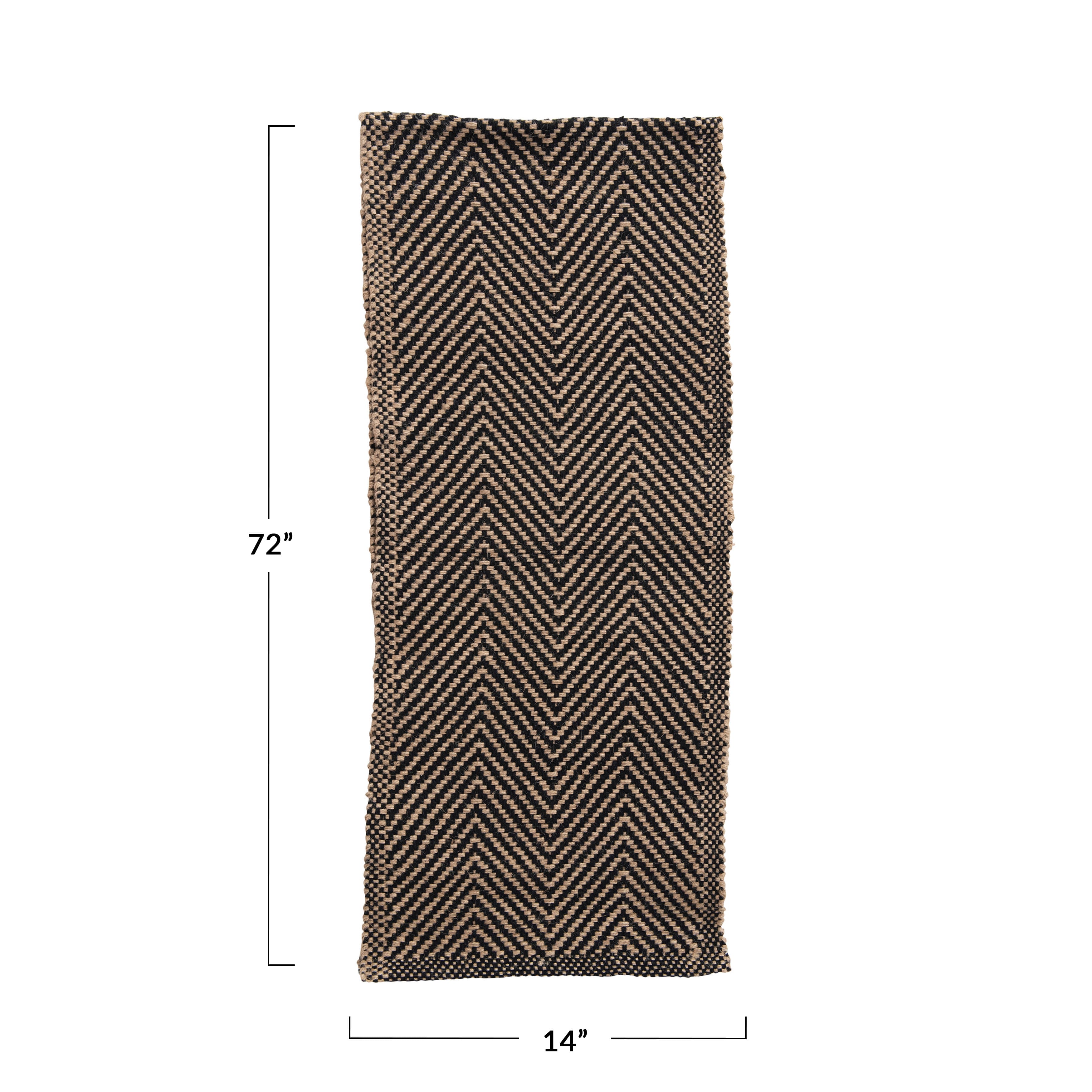 Hello Honey® 72" Black & Natural Chevron Woven Jute & Cotton Table Runner
