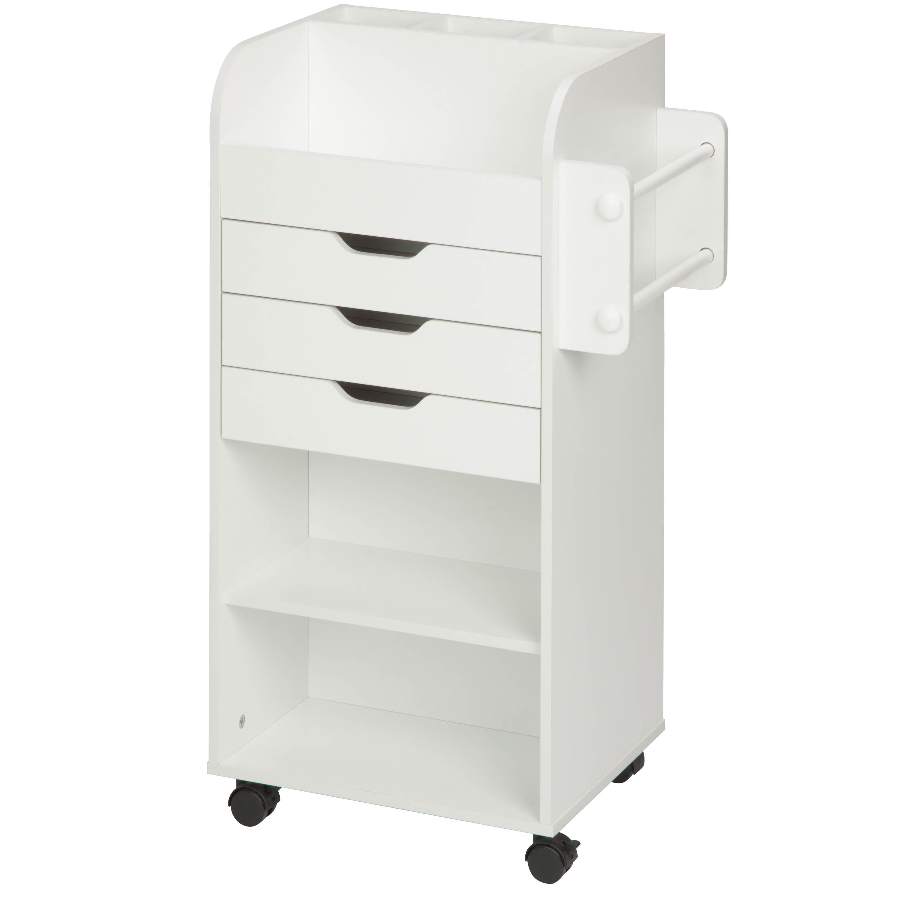 Honey Can Do 3-Drawer White Rolling Craft Cart with Drawers &#x26; Slotted Compartments