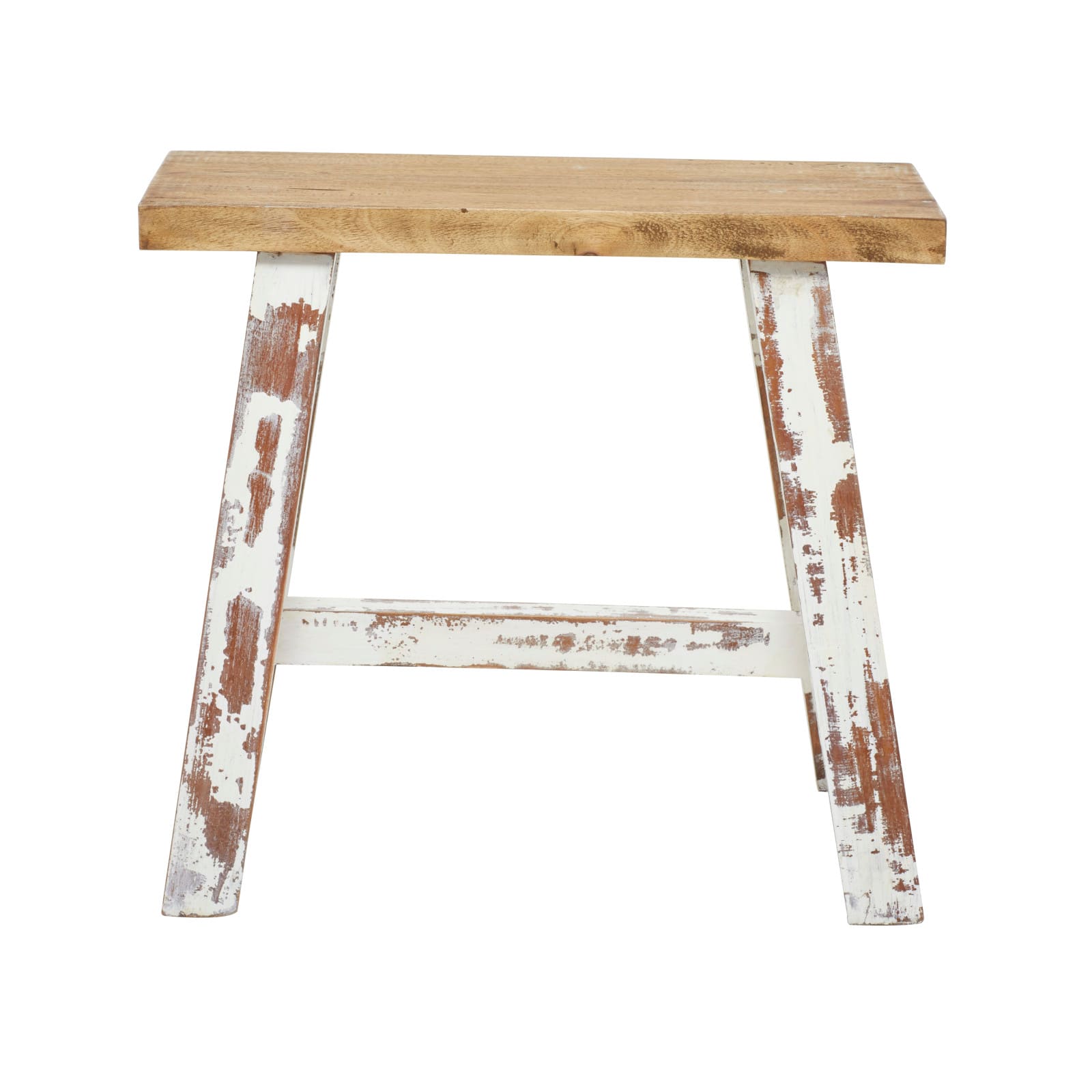 Brown &#x26; White Wood Farmhouse Bench