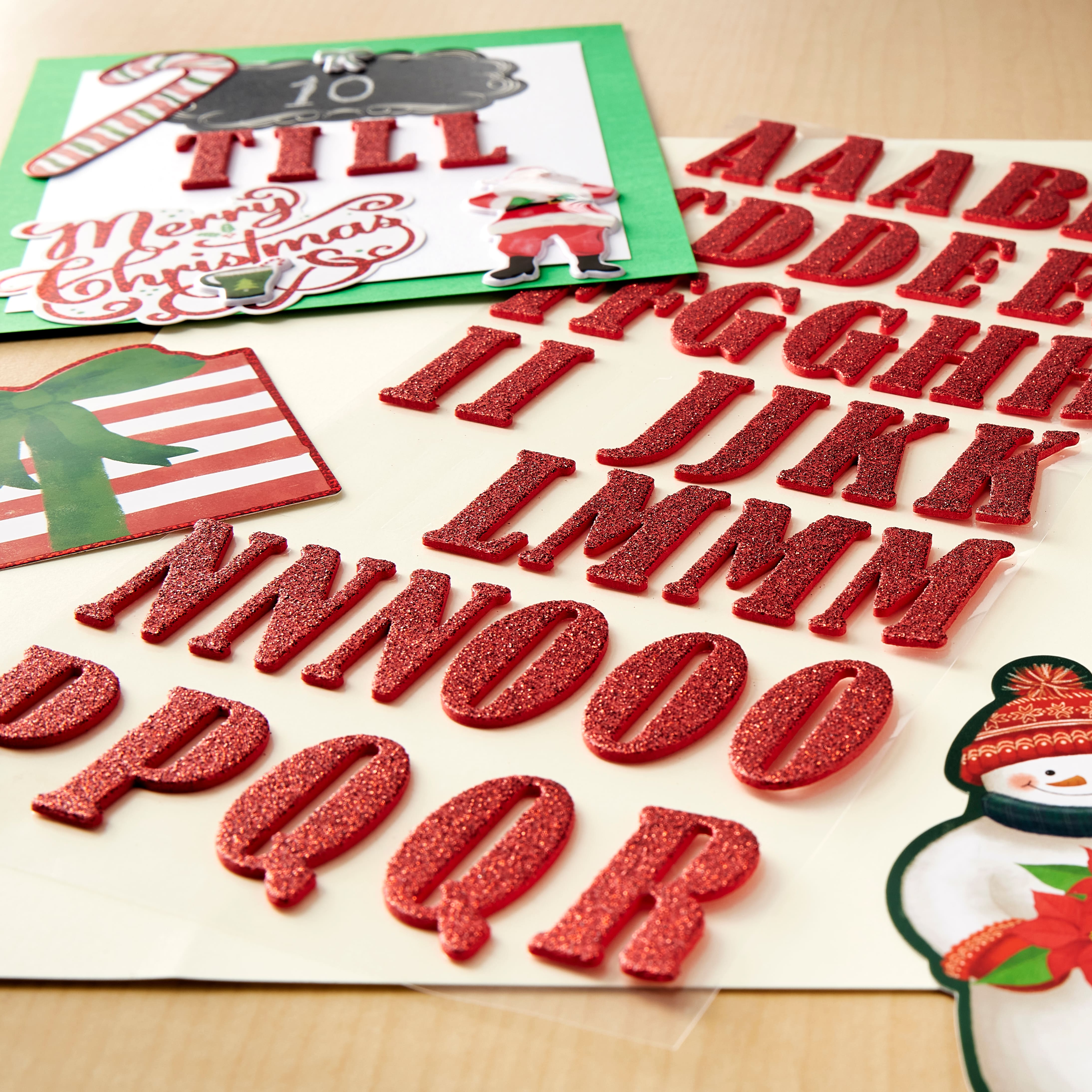 12 Pack: Red Bernhard Condensed Glitter Alphabet Stickers by Recollections&#x2122;