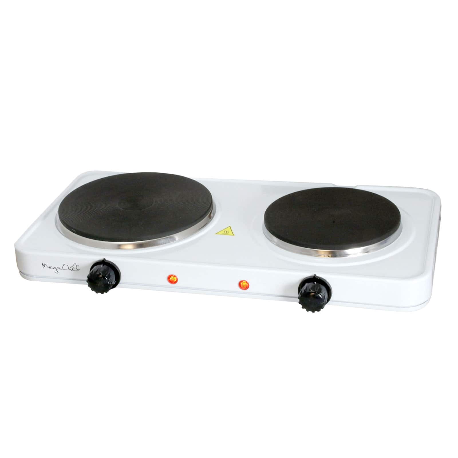 MegaChef Sleek White Electric Portable Lightweight Dual Burner Cooktop Buffet Range