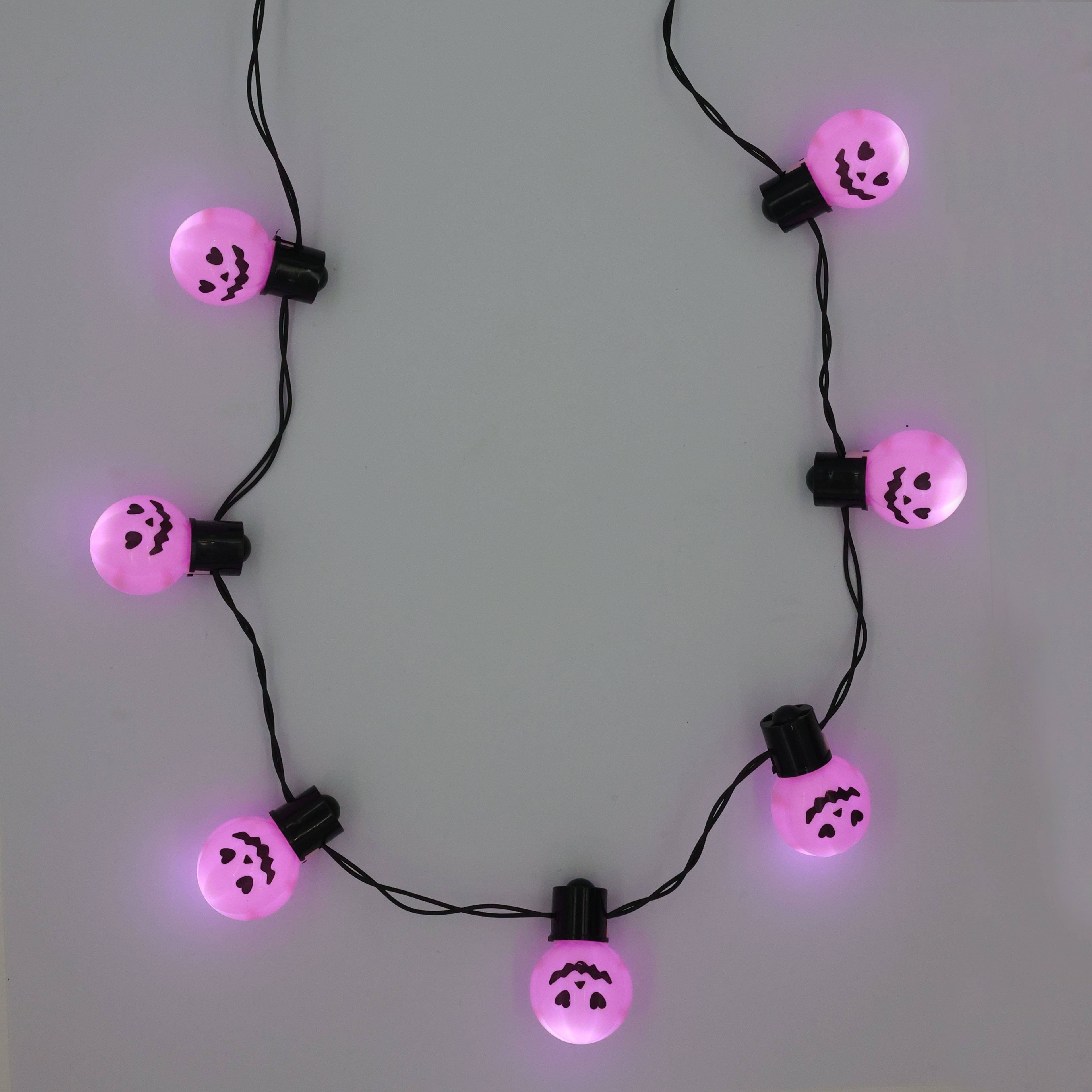 Pink Jack-o&#x27;-Lantern Light-Up Necklace by Celebrate It&#x2122;