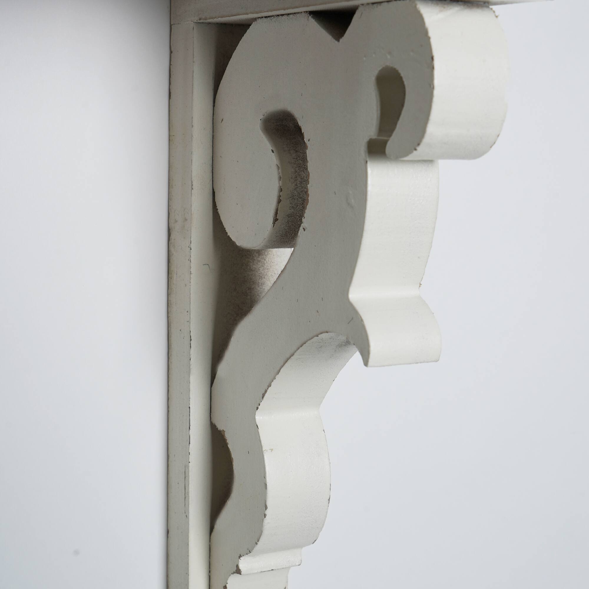 Whitewashed Distressed Antique Wood Corbel Wall Shelf Brackets (Set of 2)