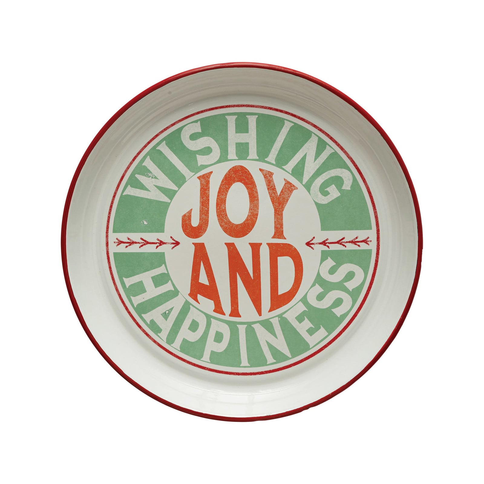 Hello Honey&#xAE; 14.5&#x22; Wishing Joy And Happiness Round Enameled Tray