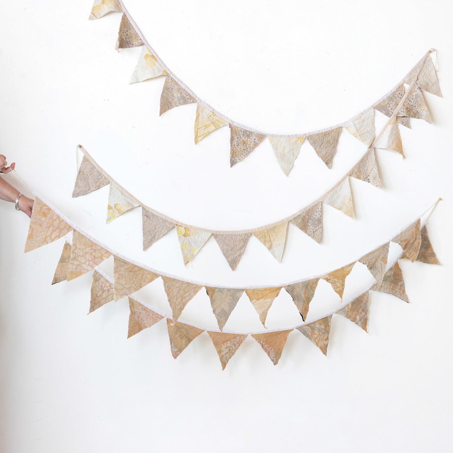 Hello Honey&#xAE; 6ft. Multicolor Kantha Sari Fabric Pennant Garland