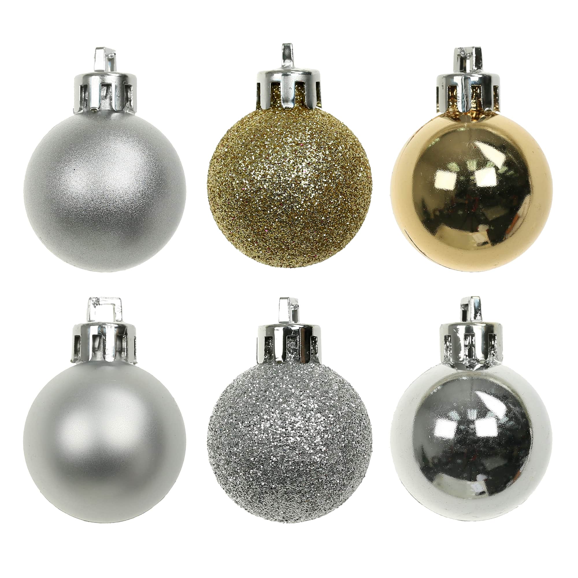 34 Pack 1&#x22; Silver &#x26; Gold Plastic Ball Ornaments by Ashland&#xAE;
