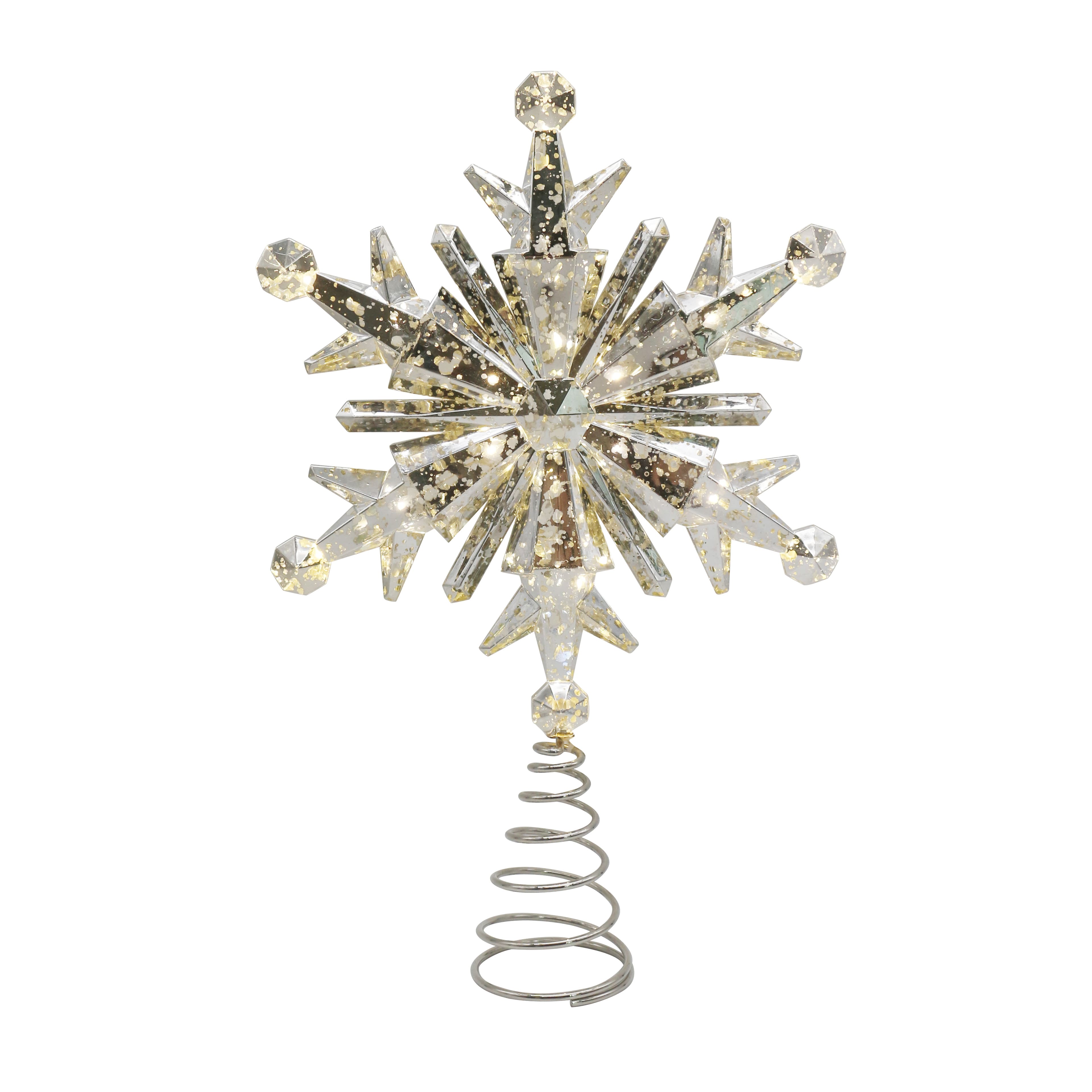 9” Frosted White Snowflake Tree Topper - Decorator's Warehouse