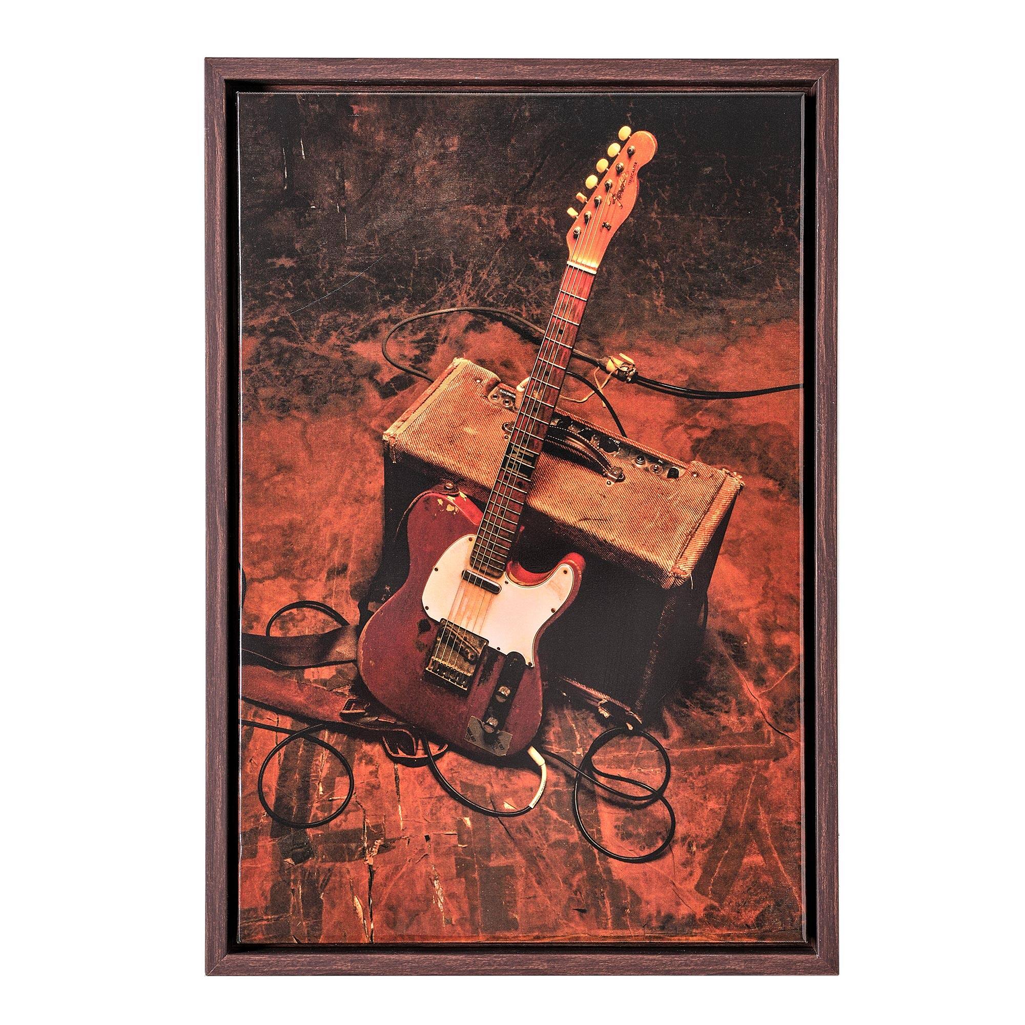 American Art Decor Grand Ole Opry Lacquer Guitar Canvas in an L Frame - 12&#x22; x 18&#x22;