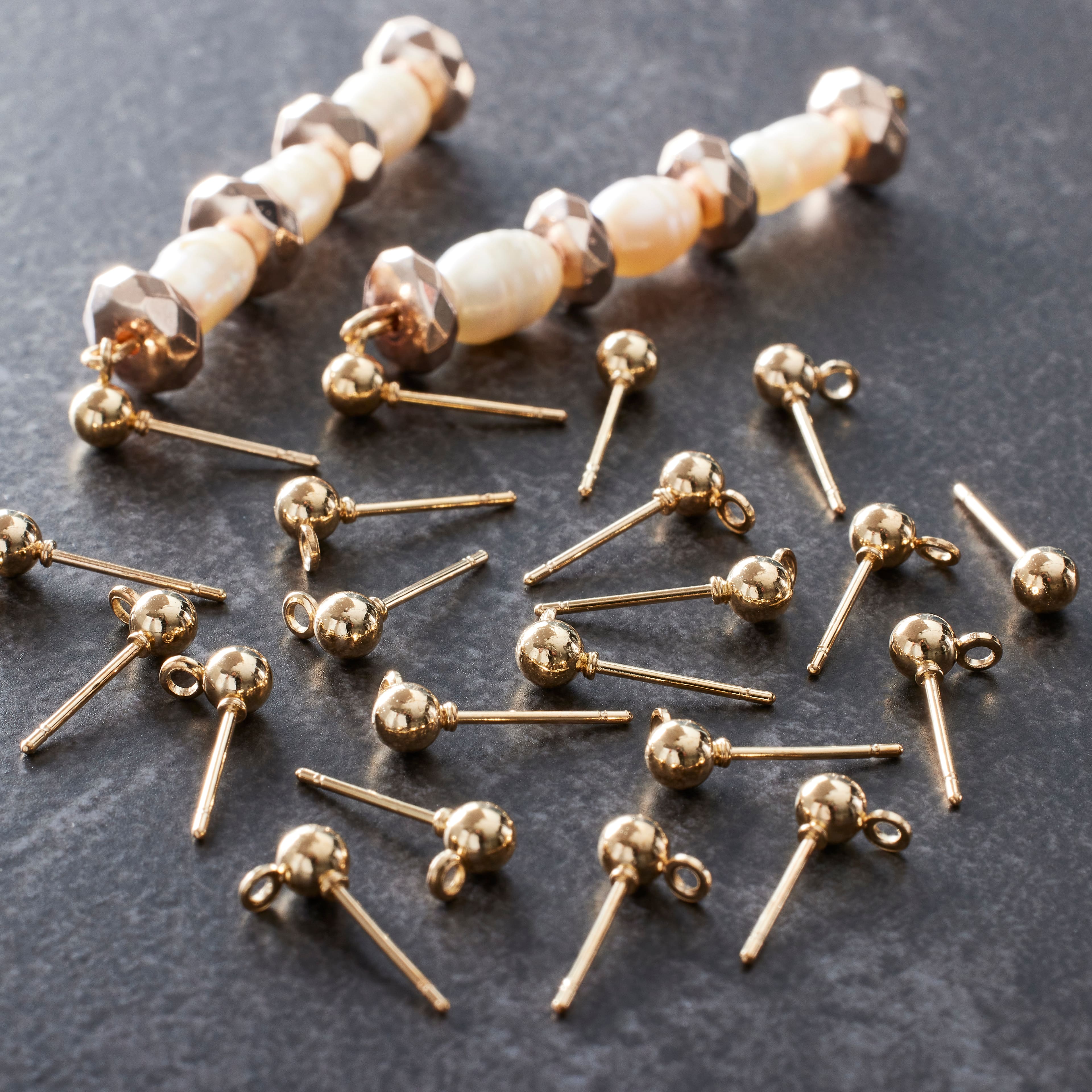 12 Pack: Gold Earring Post Ball Tops, 4mm by Bead Landing&#x2122;