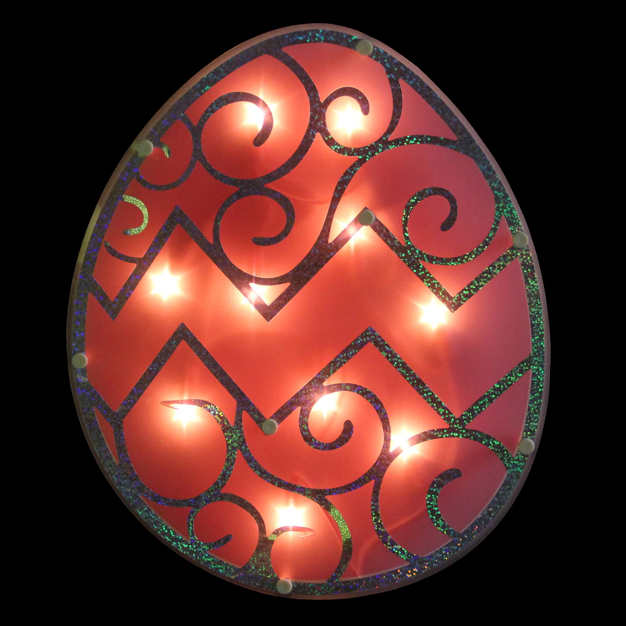 12" Lighted Pink Easter Egg Window Silhouette Decoration