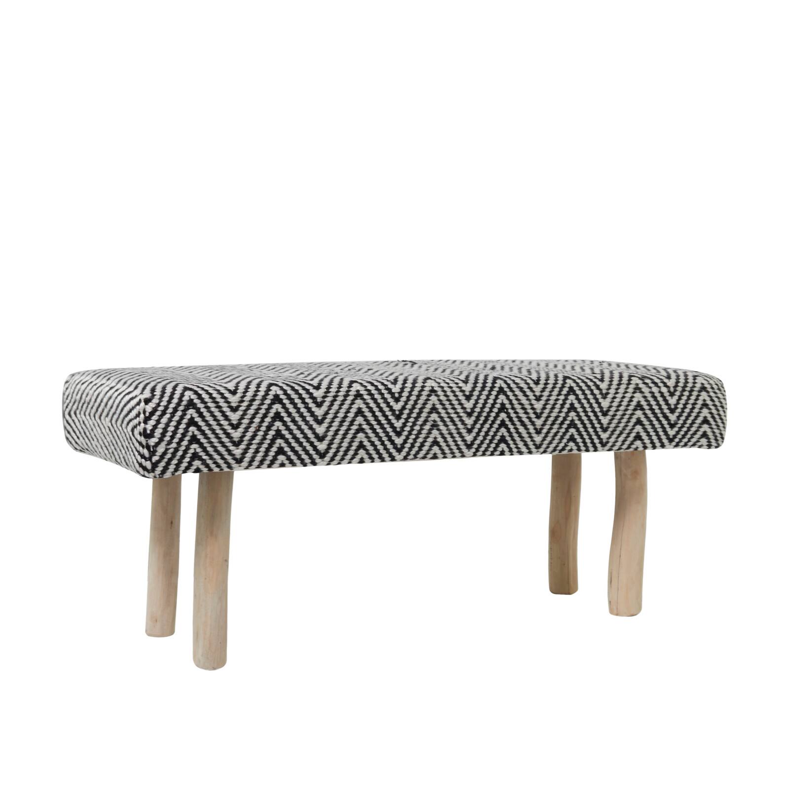 48" Black Wood Chevron Bench with Wood Legs