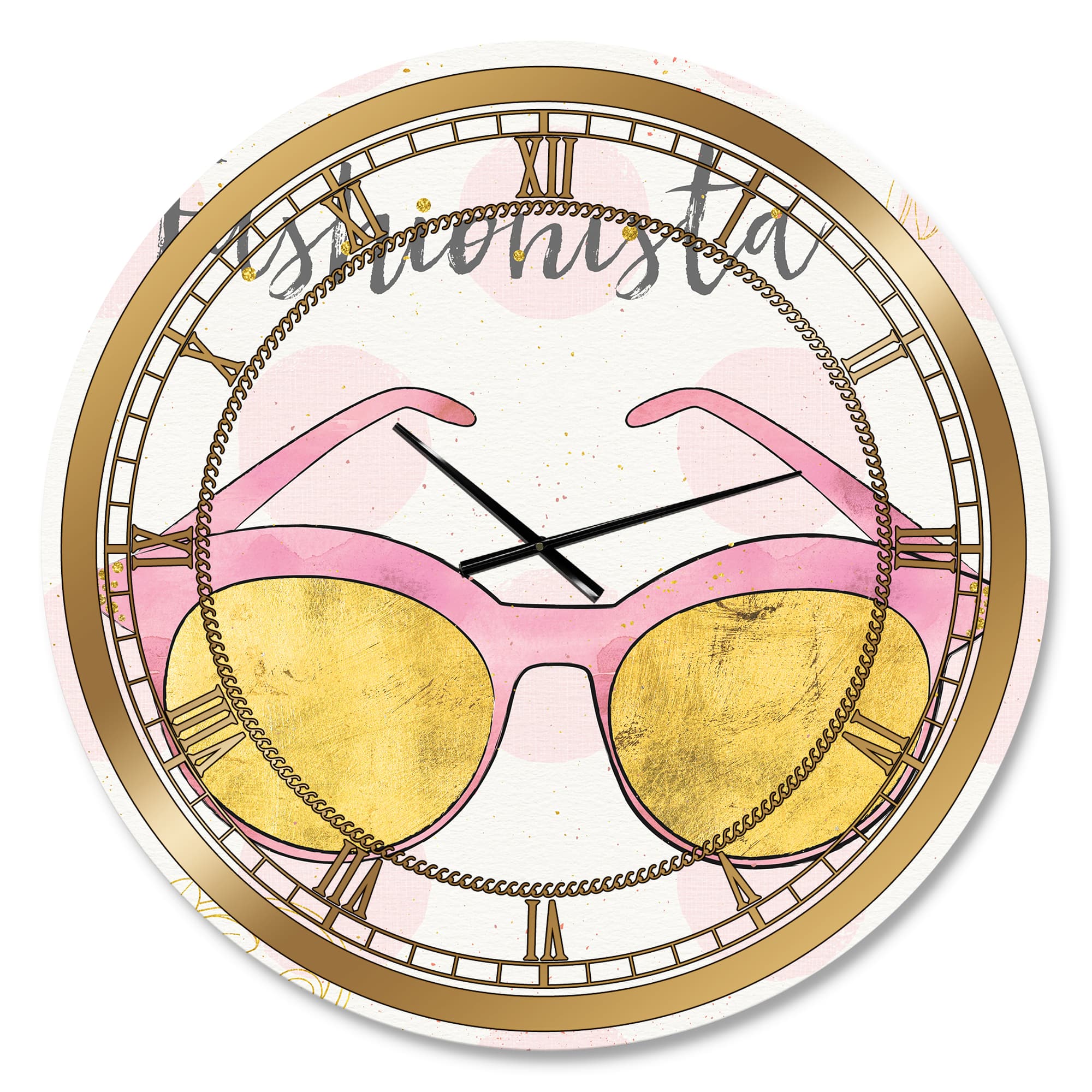 Designart 'Fashion Glam Accessories Pink Glam Wall Clock