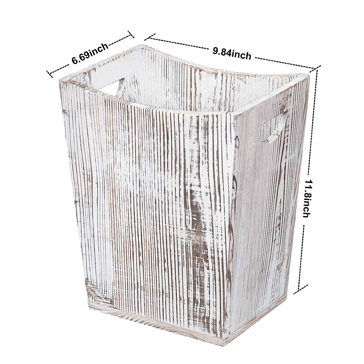 Rustic Farmhouse Style Wood Wastebasket Bin