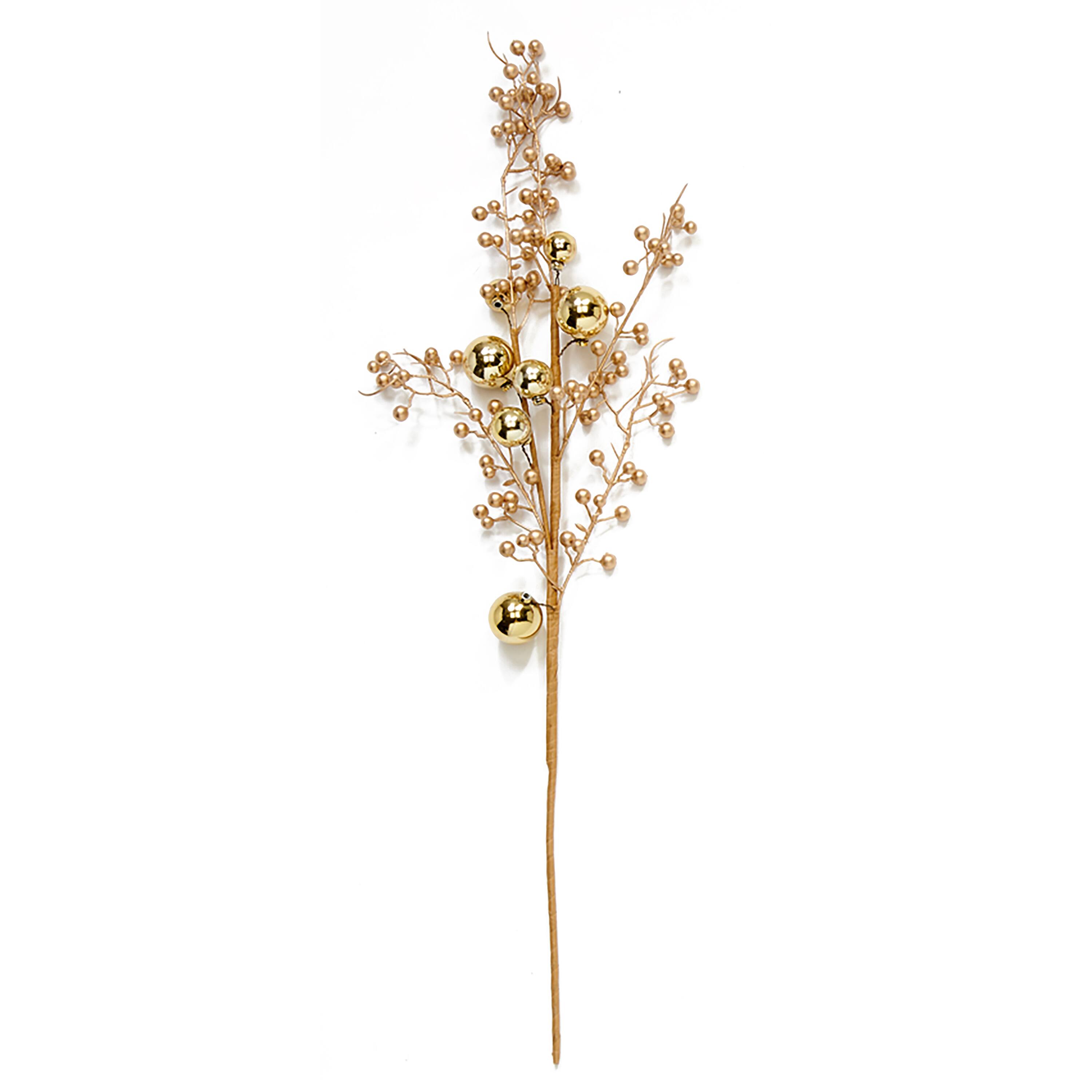 30" Artificial Christmas Berries & Shiny Balls Spray, 3ct.