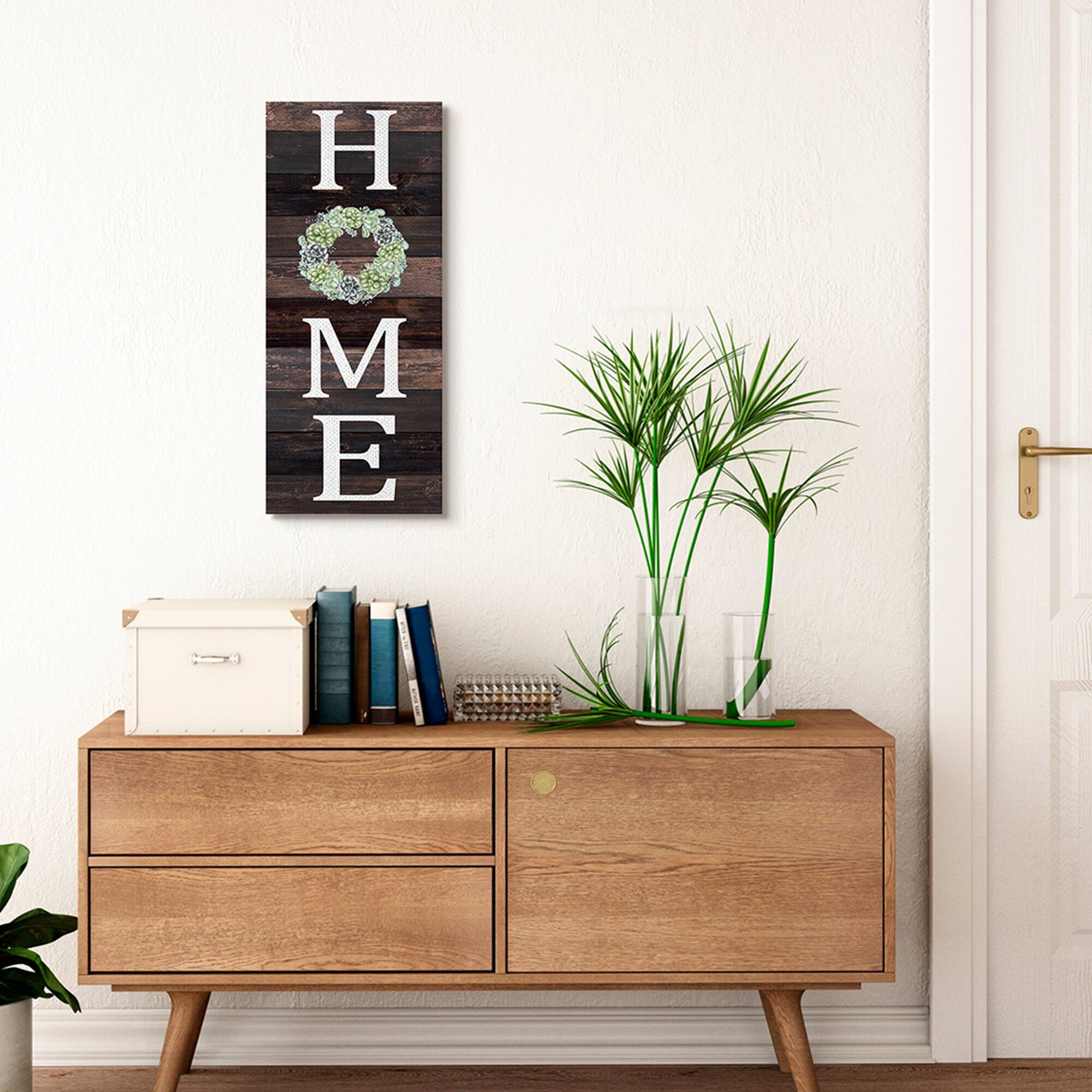 Stupell Industries Home Green Succulent Wreath Greeting Canvas Wall Art