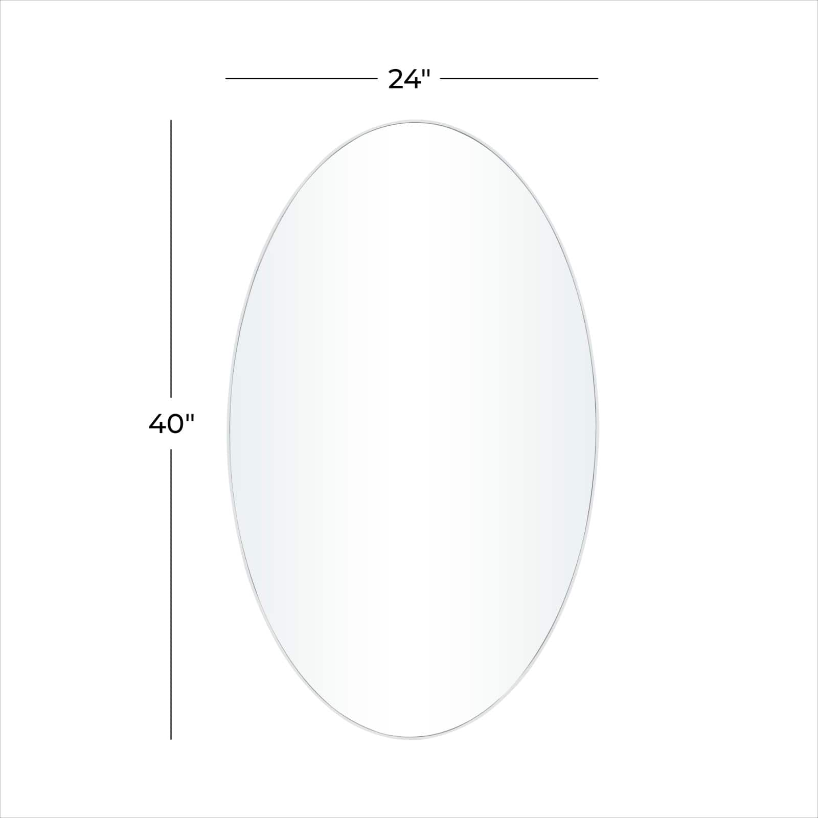 White Contemporary Wall Mirror, 24&#x22; x 1&#x22; x 40&#x22;