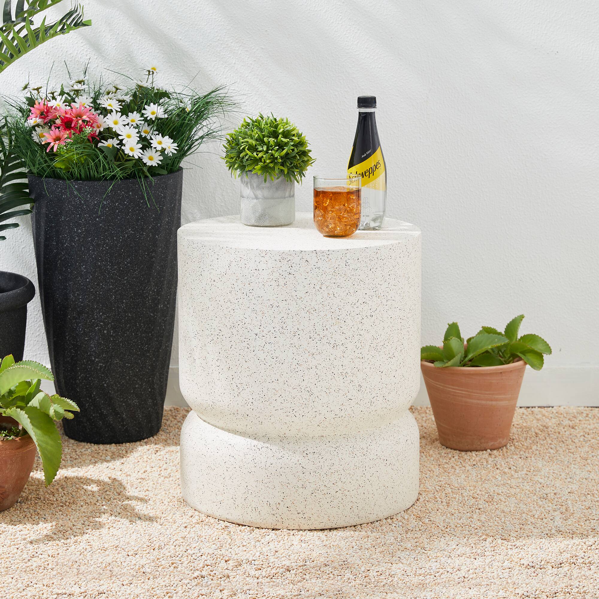 Glitzhome® 17" Multi-Functional Faux Terrazzo Garden Stool