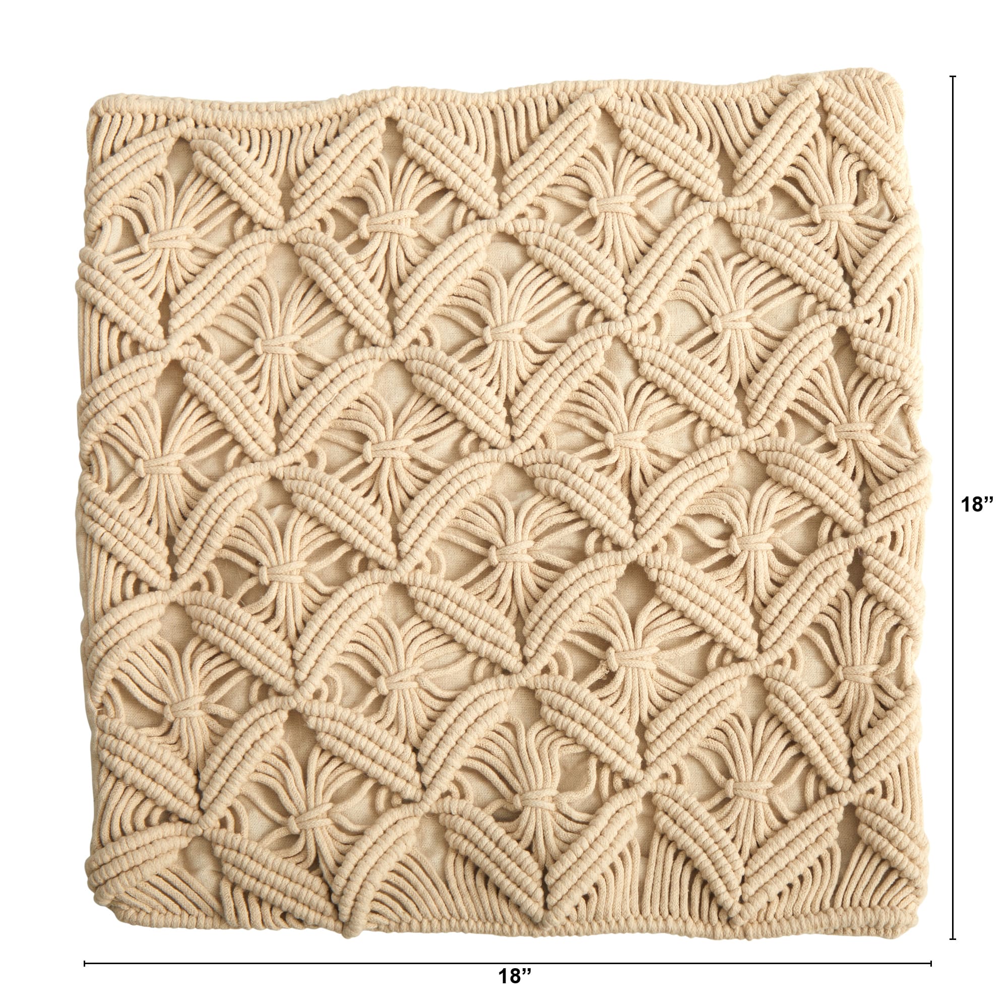 18&#x22; Bohemian Diamond Woven Macram&#xE9; Pillow Cover