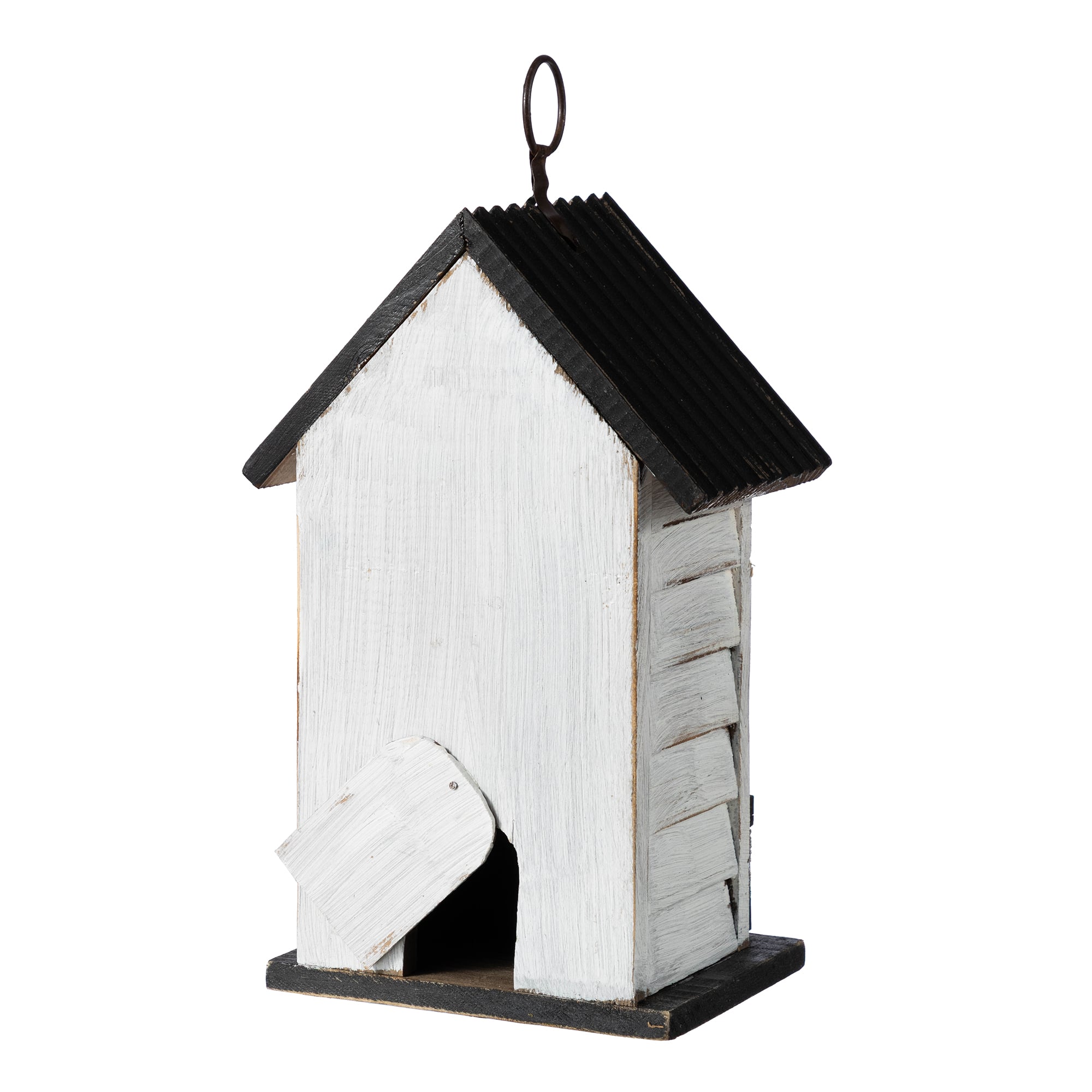 Glitzhome® 11" Washed White Solid Wood Fence Outdoor Garden Birdhouse