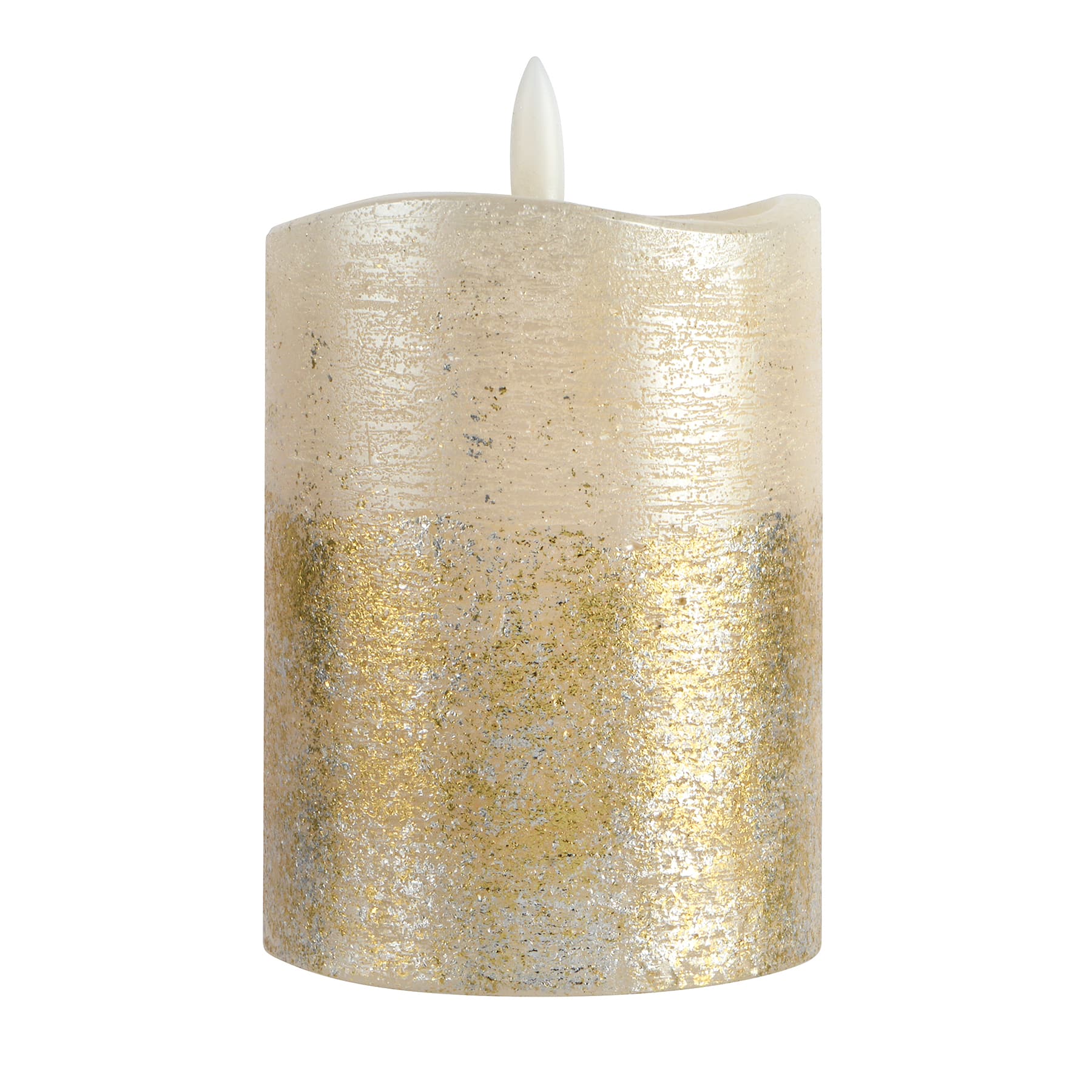 3&#x22; x 4&#x22; Cream &#x26; Gold LED Wax Pillar Candle by Ashland&#xAE;