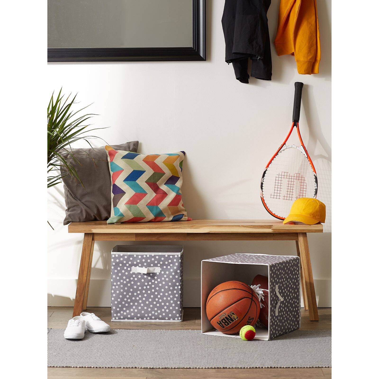 DII® 13" Gray & White Dots Storage Cube, 2ct.