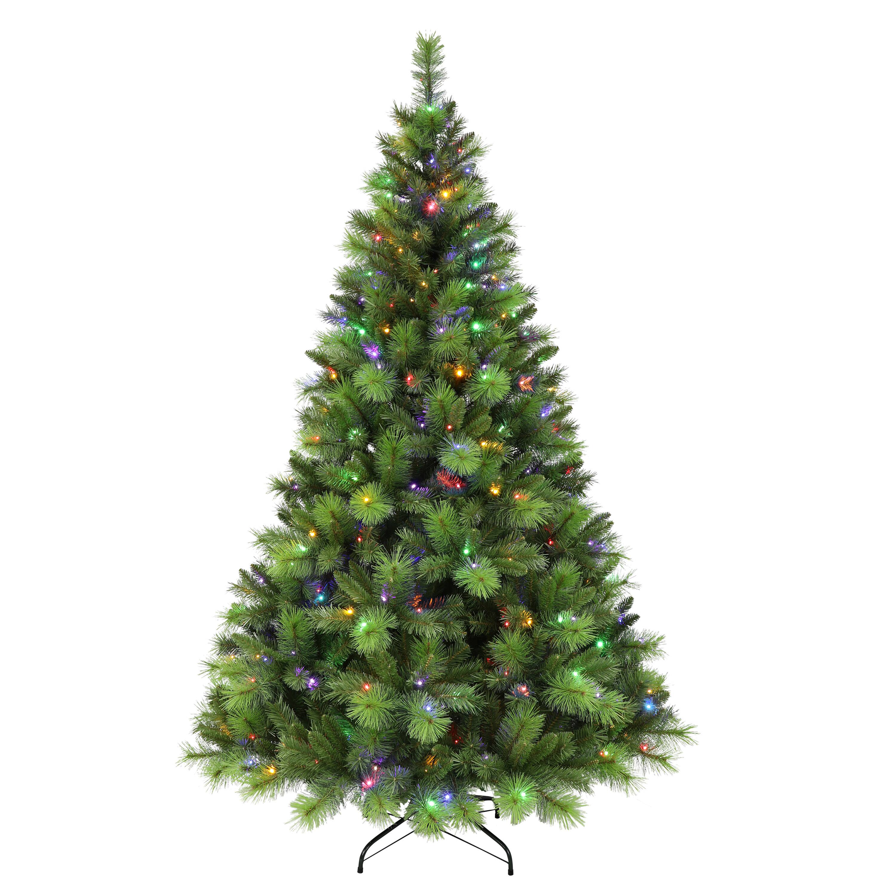 7.5ft. Pre-Lit Adirondack Artificial Christmas Tree, Multicolor LED Lights