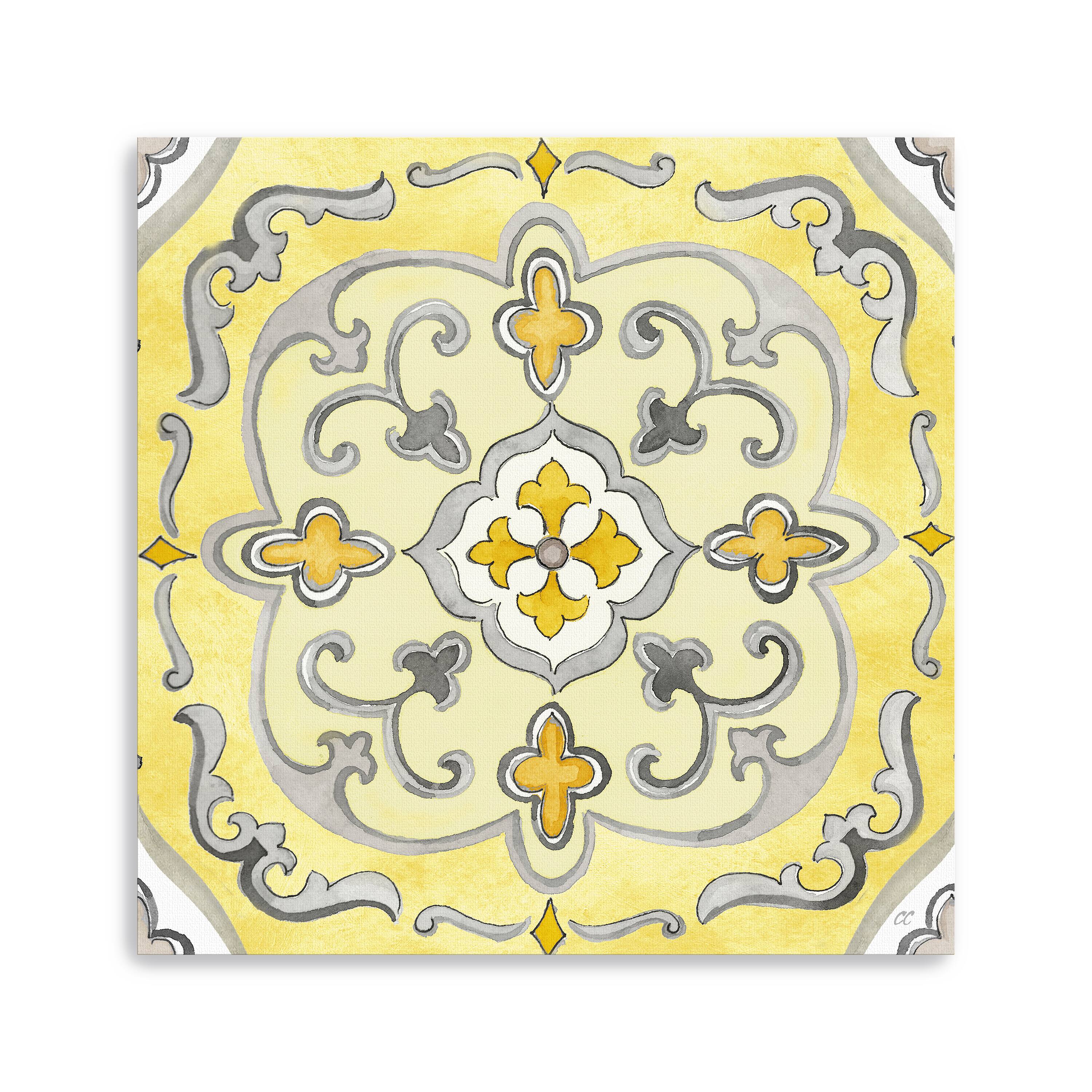 Jewel Medallion Yellow Gray II Canvas Giclee