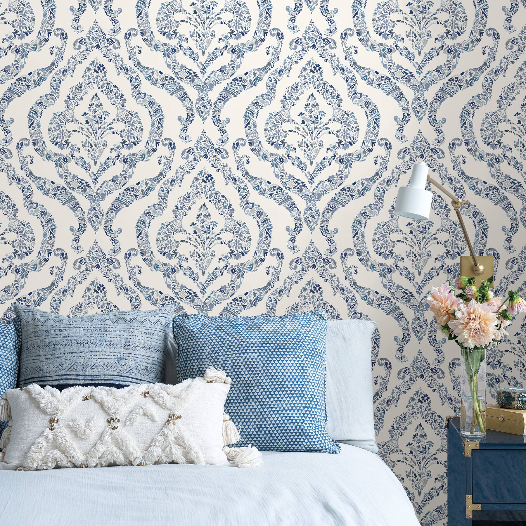NuWallpaper Blue Guildford Peel & Stick Wallpaper Wallpaper Michaels